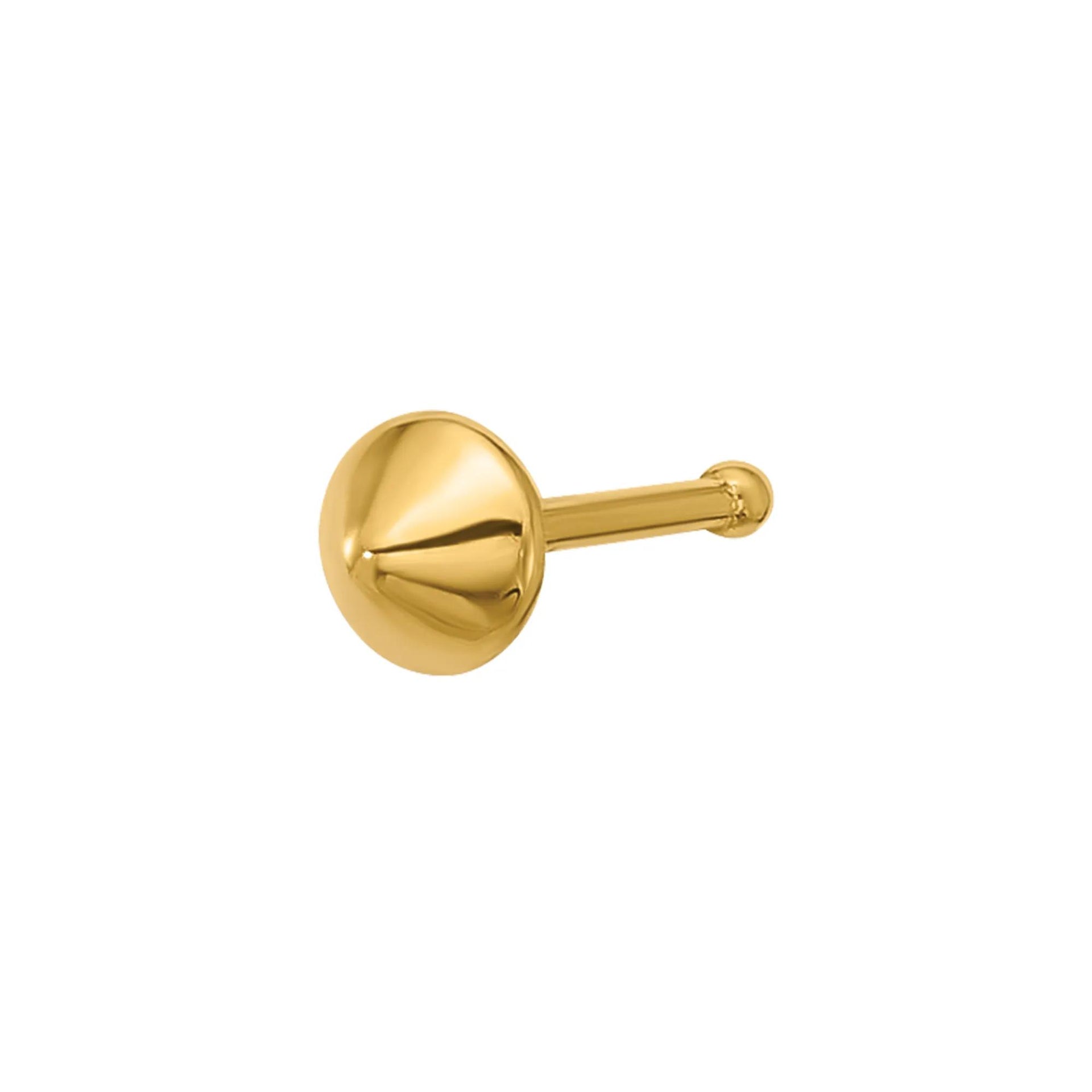 Pyramid Nose Stud 14K Yellow Gold 22 Gauge Size 3.40mm