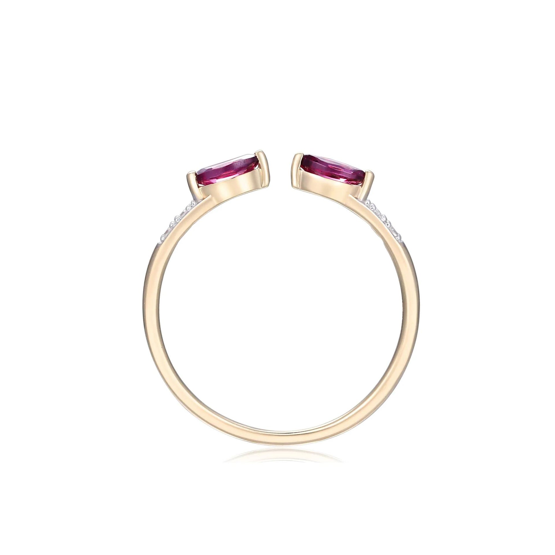 Rhodolite Garnet and Diamond Accent Open Ring 10K Yellow Gold Size 6.5