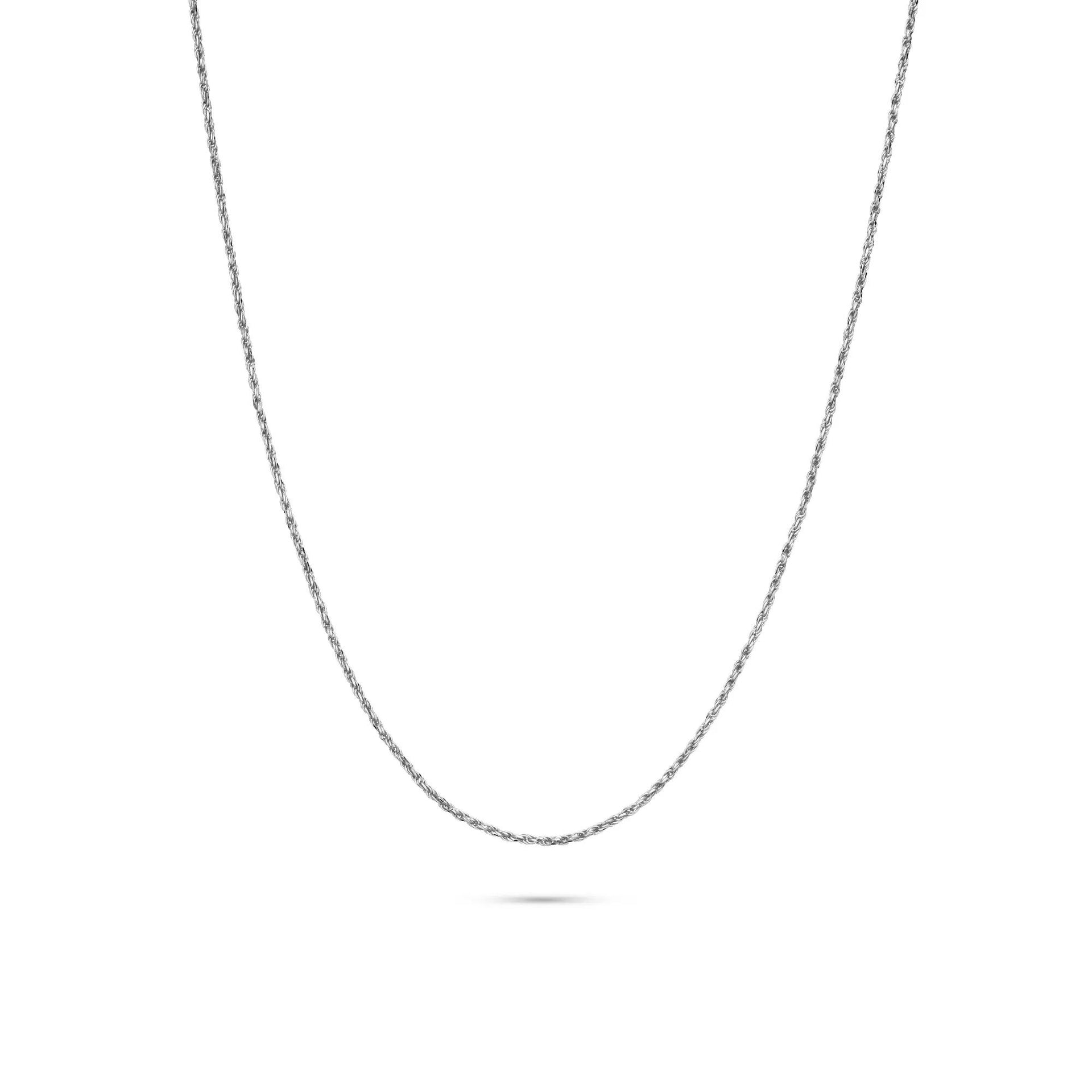 Rope Chain 14K White Gold Necklace Size 22"