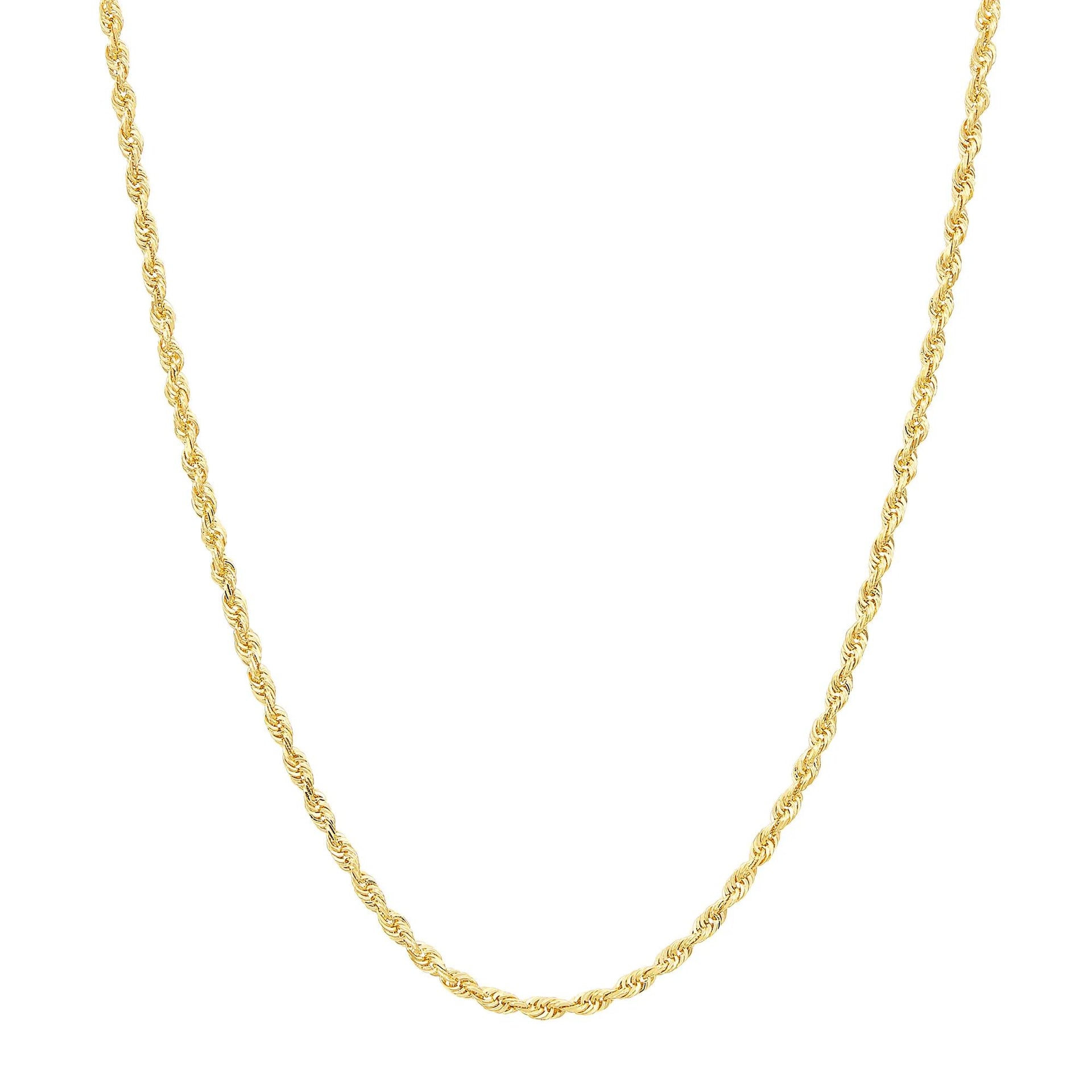 Glitter Rope Chain 14K Yellow Gold 20" Necklace Size 18"
