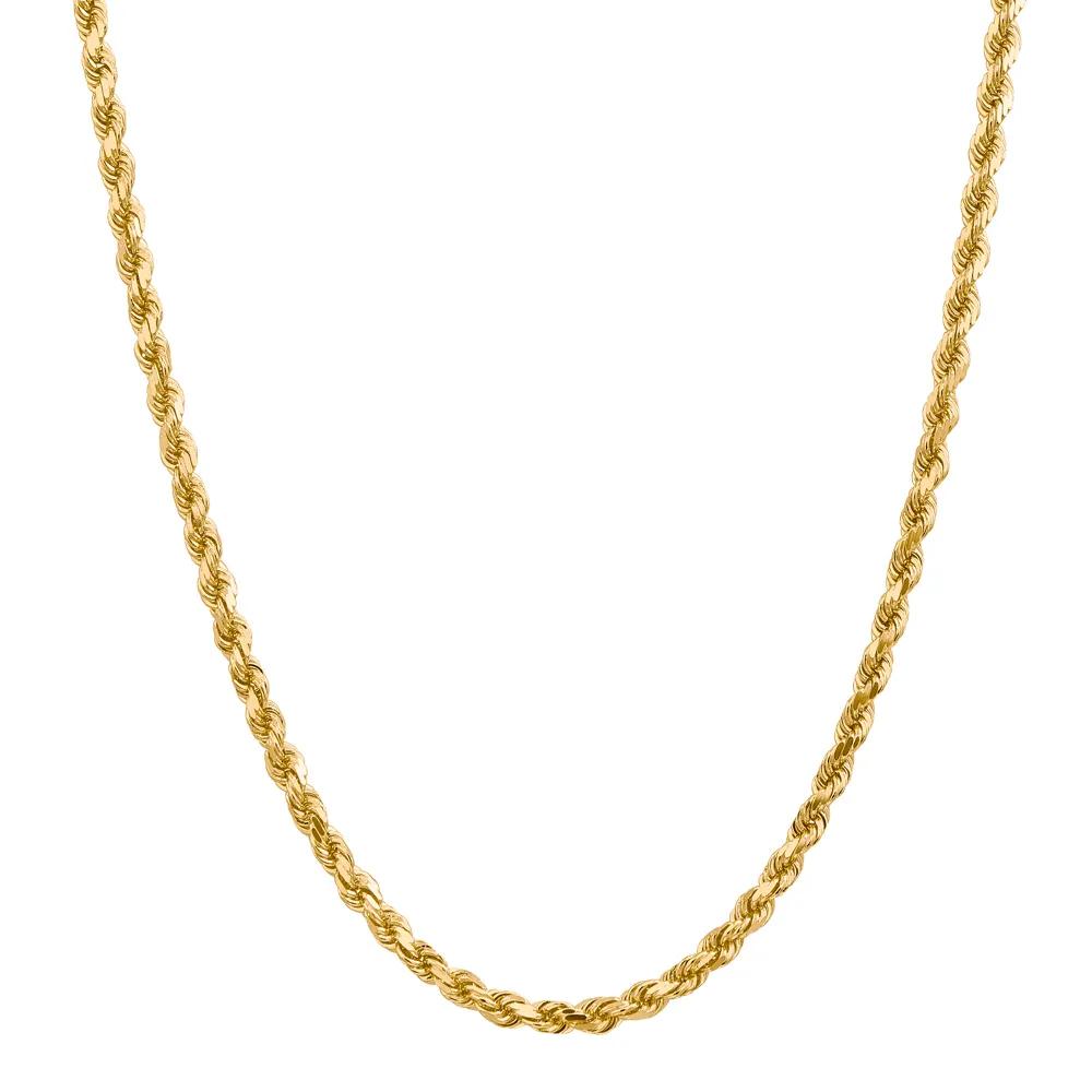 Rope Chain 14K Yellow Gold Necklace Size 24"
