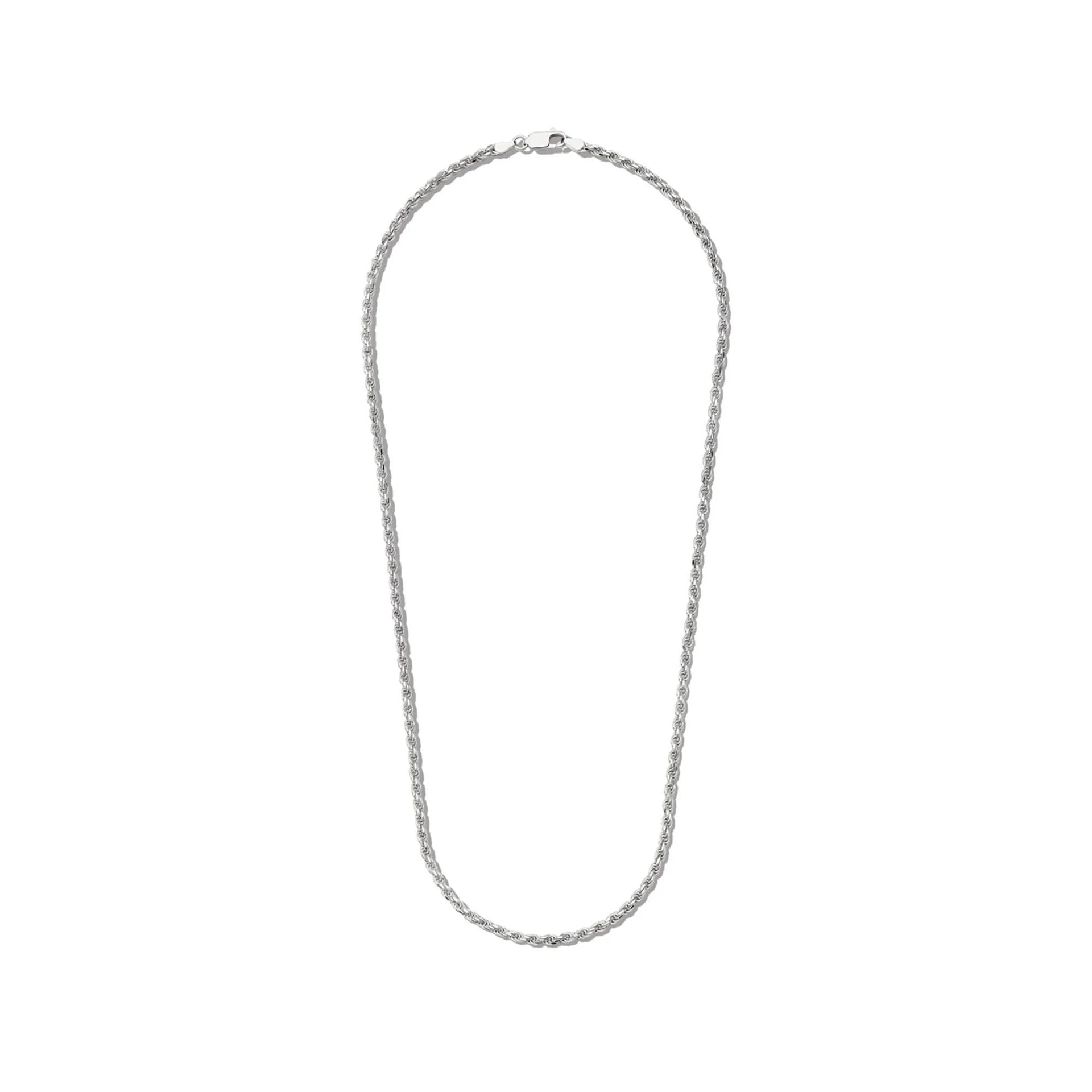 Rope Chain .925 Sterling .925 Sterling Silver Necklace White Size 20"