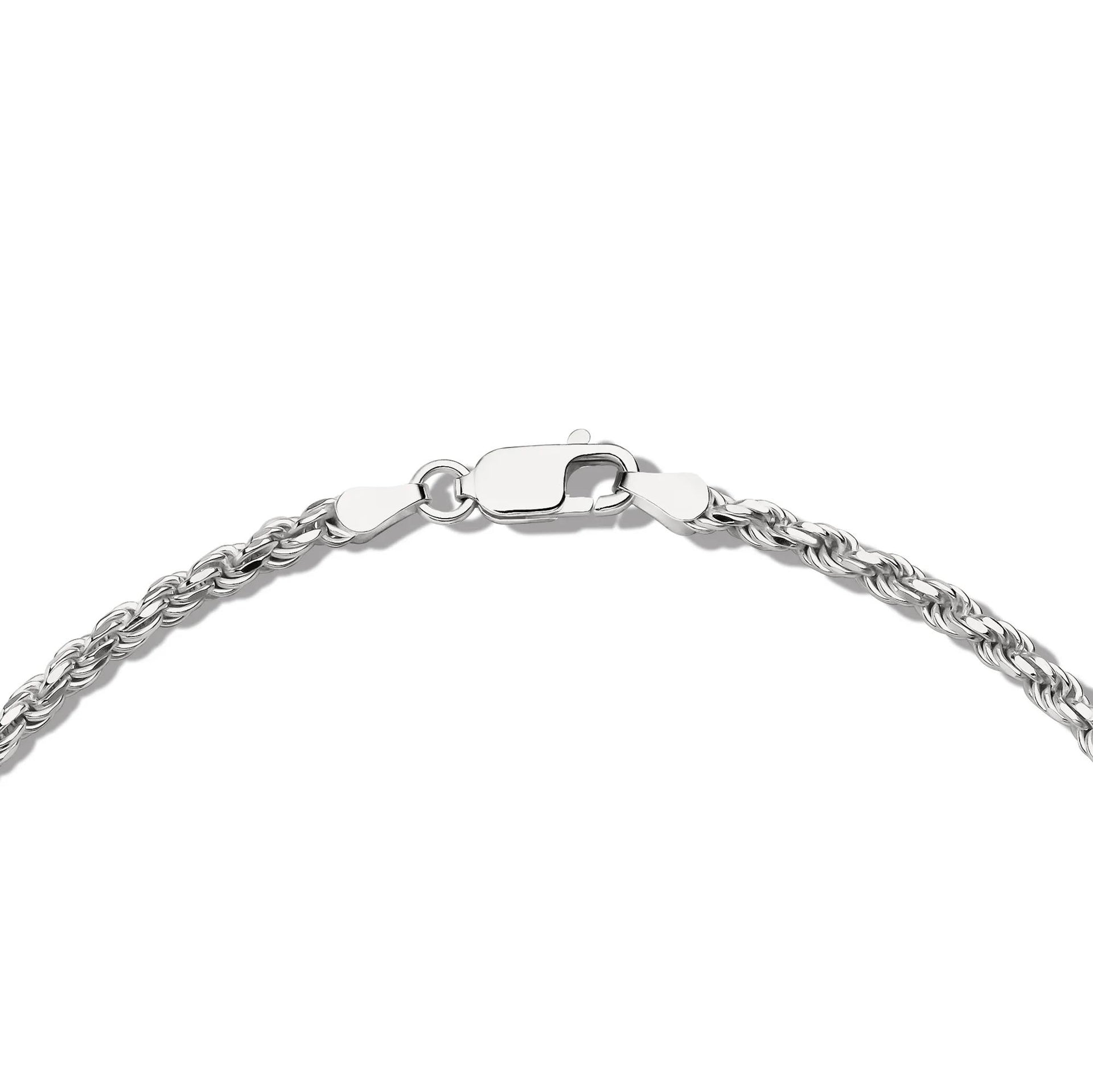 Rope Chain .925 Sterling .925 Sterling Silver Necklace White Size 20"