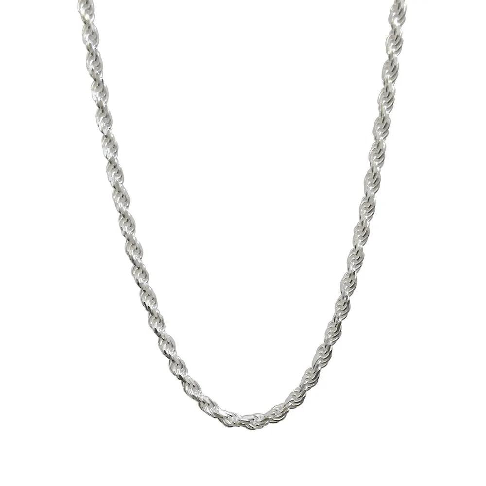 Rope Chain .925 Sterling .925 Sterling Silver Necklace White Size 24"