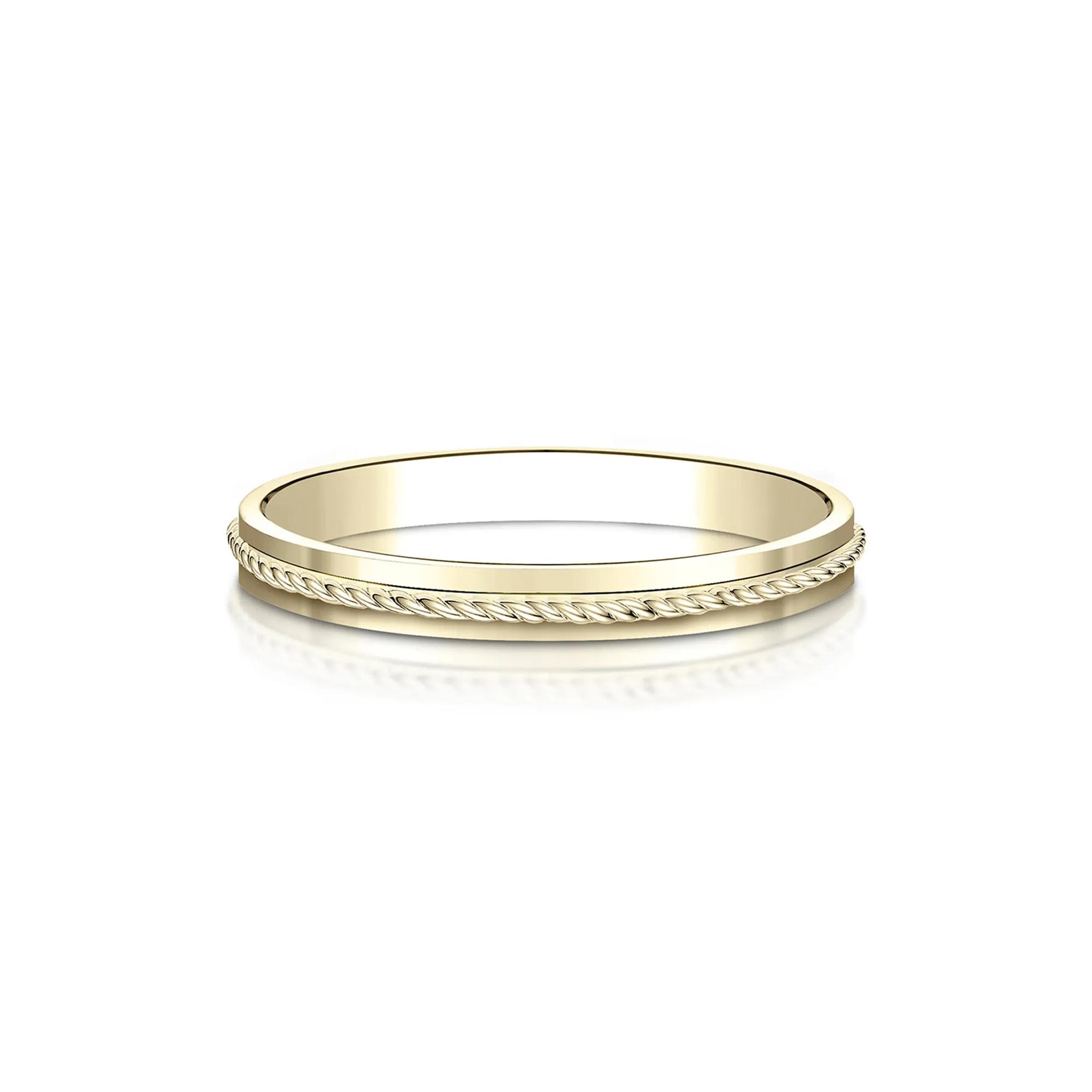 Rope Wedding Band Ring 14K Yellow Gold Size 7.5 2mm