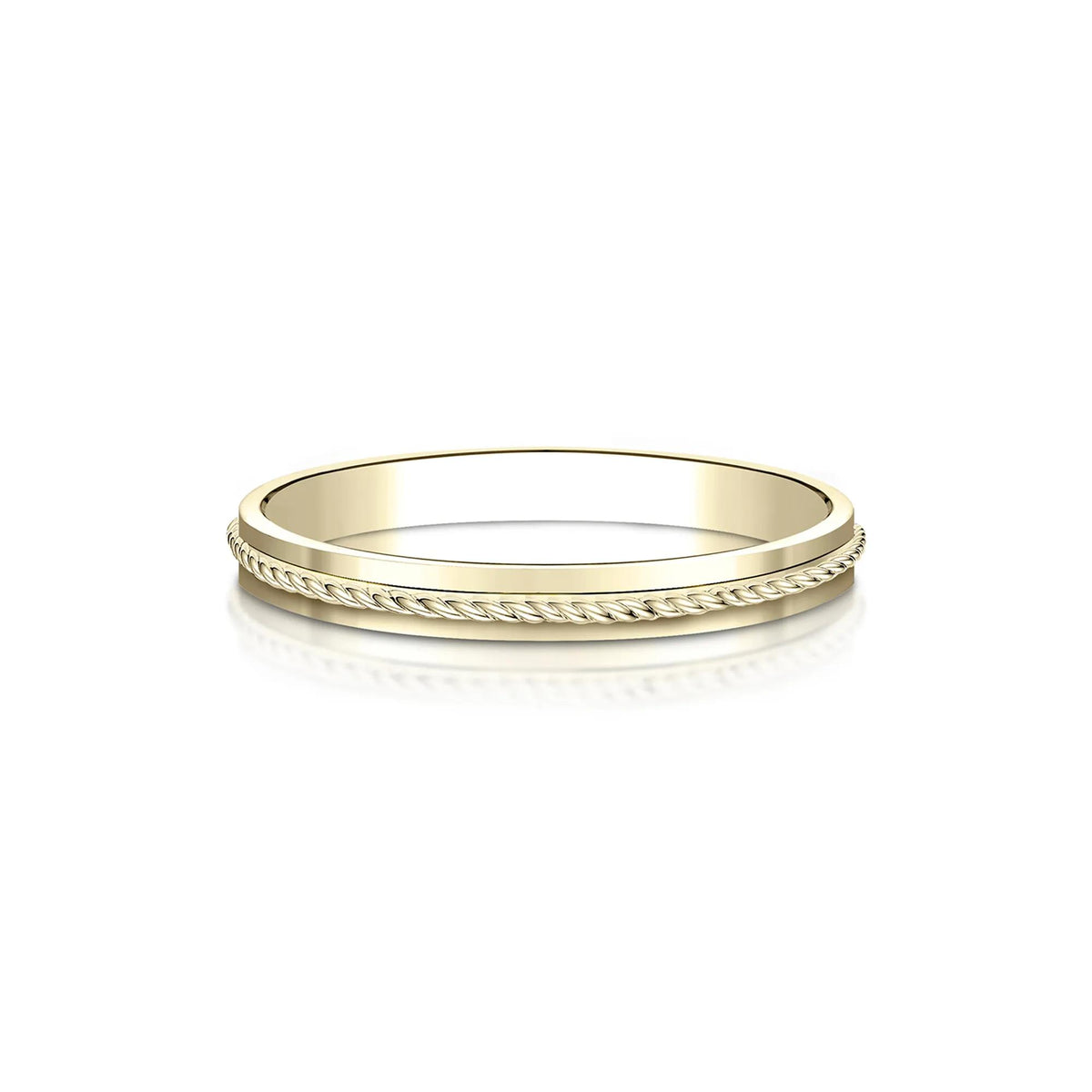 Rope Wedding Band Ring 14K Yellow Gold Size 9.5 2mm