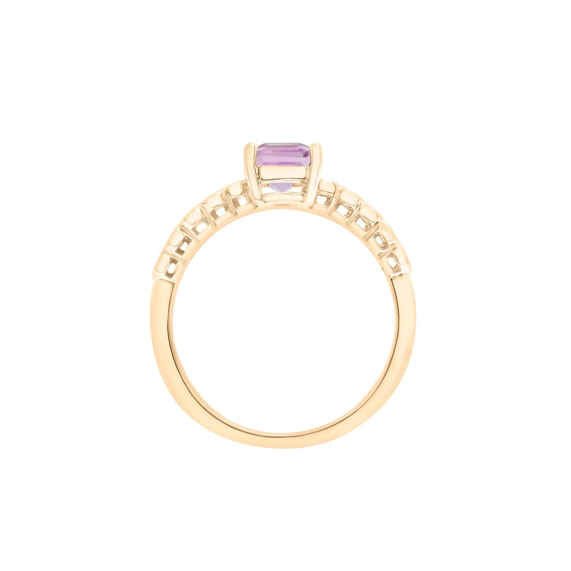 1/10 CT. Tw) Rose De France and Diamond Ring 10K Yellow Gold ( Size 6 1.5mm