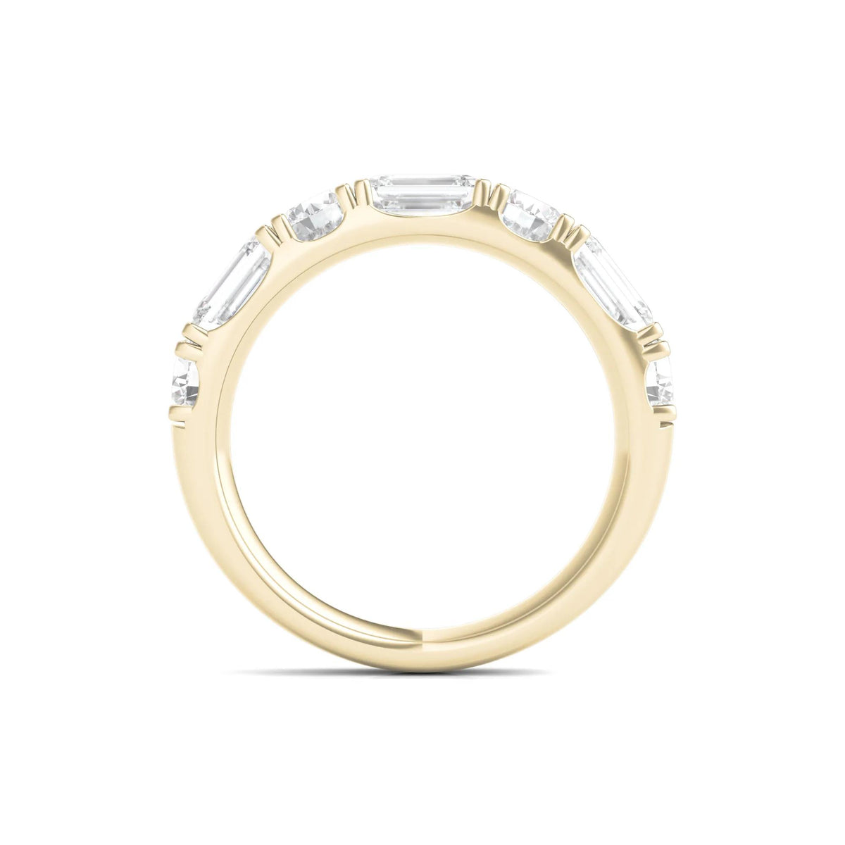 2 1/2 CT. Tw. Round & Emerald-Cut Lab Grown Diamond Band Ring 14K Yellow Gold Round Brilliant Cut Size 7