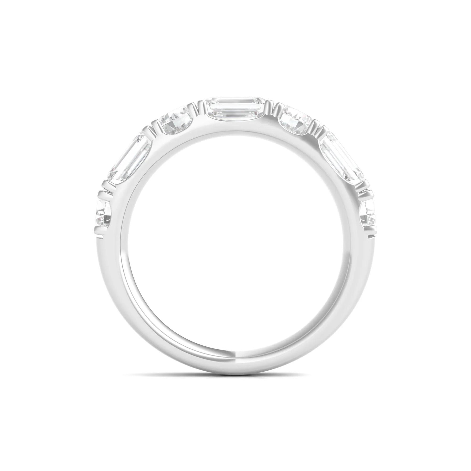 2 1/2 CT. Tw. Round & Emerald-Cut Lab Grown Diamond Band Ring Platinum Round Brilliant Cut White Size 8