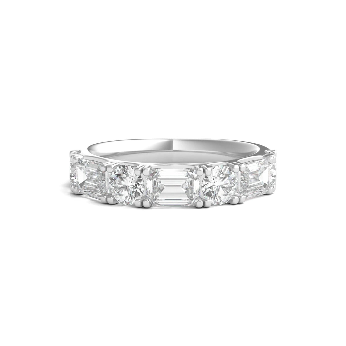 2 1/2 CT. Tw. Round & Emerald-Cut Lab Grown Diamond Band Ring Platinum Round Brilliant Cut White Size 8