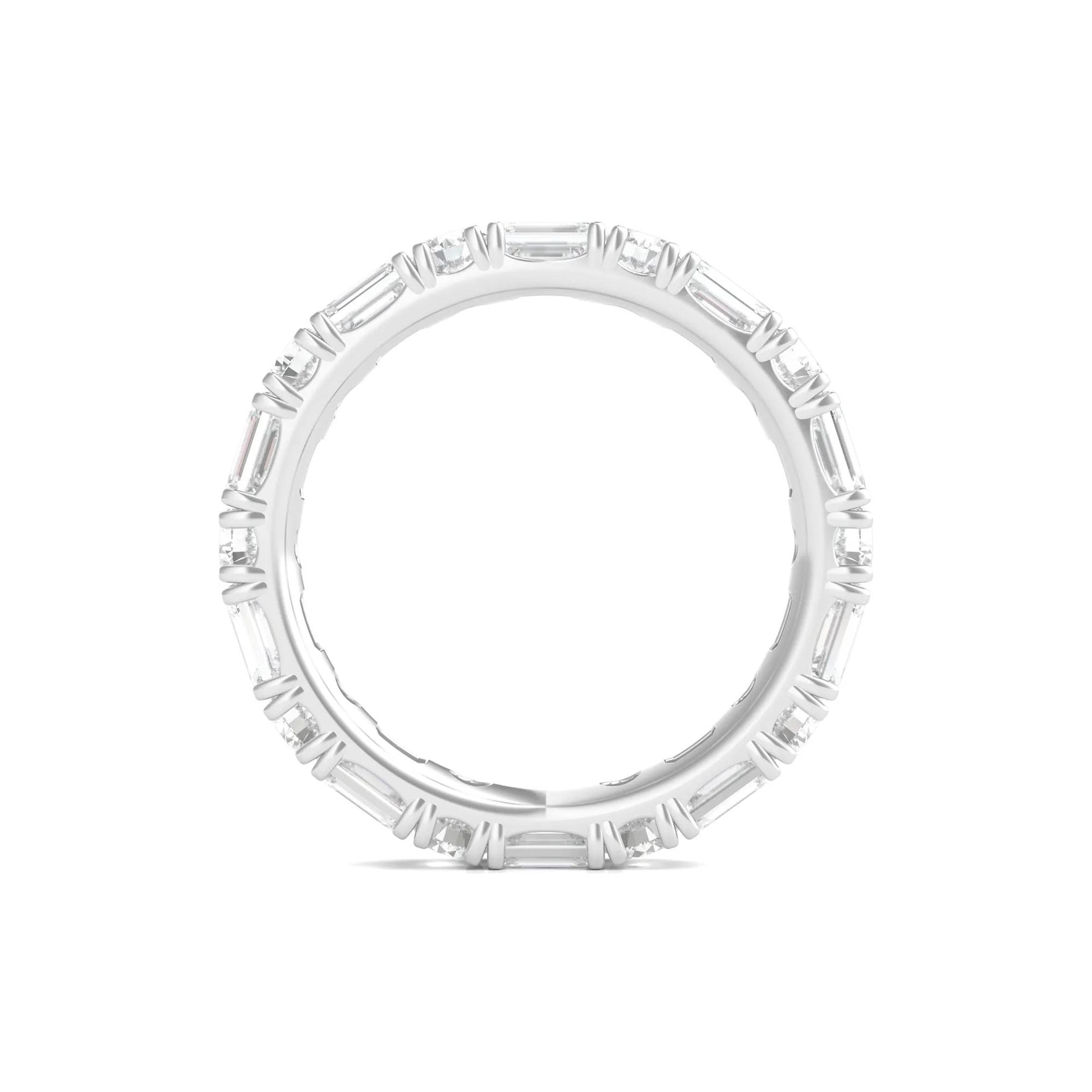 3 CT. Tw. Round and Emerald-Cut Lab Grown Diamond Eternity Band Ring 14K White Gold Size 5