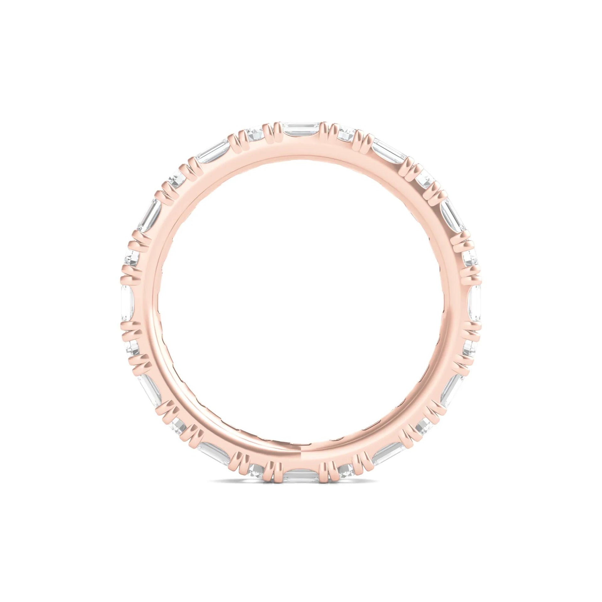 1/2 CT. Tw. Round and Emerald-Cut Lab Grown Diamond Eternity Band Ring 14K Rose Gold Size 6.5