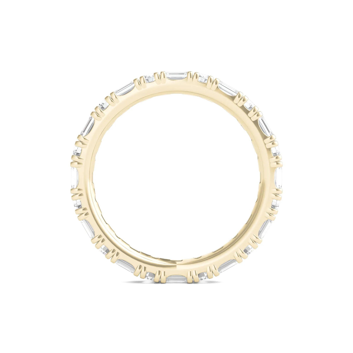 1/2 CT. Tw. Round and Emerald-Cut Lab Grown Diamond Eternity Band Ring 14K Yellow Gold Size 8