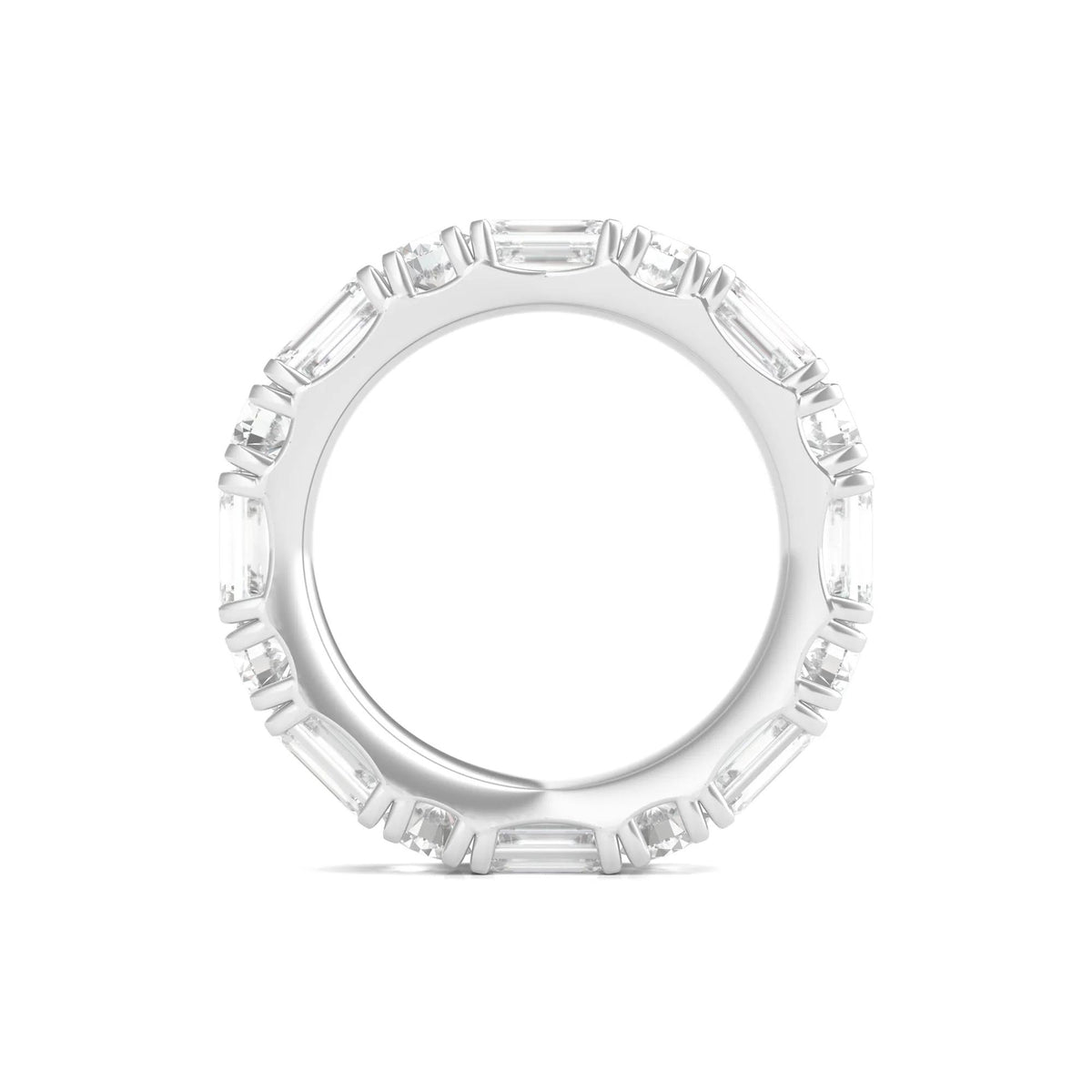 5 CT. Tw. Round and Emerald-Cut Lab Grown Diamond Eternity Band Ring 14K White Gold Size 8