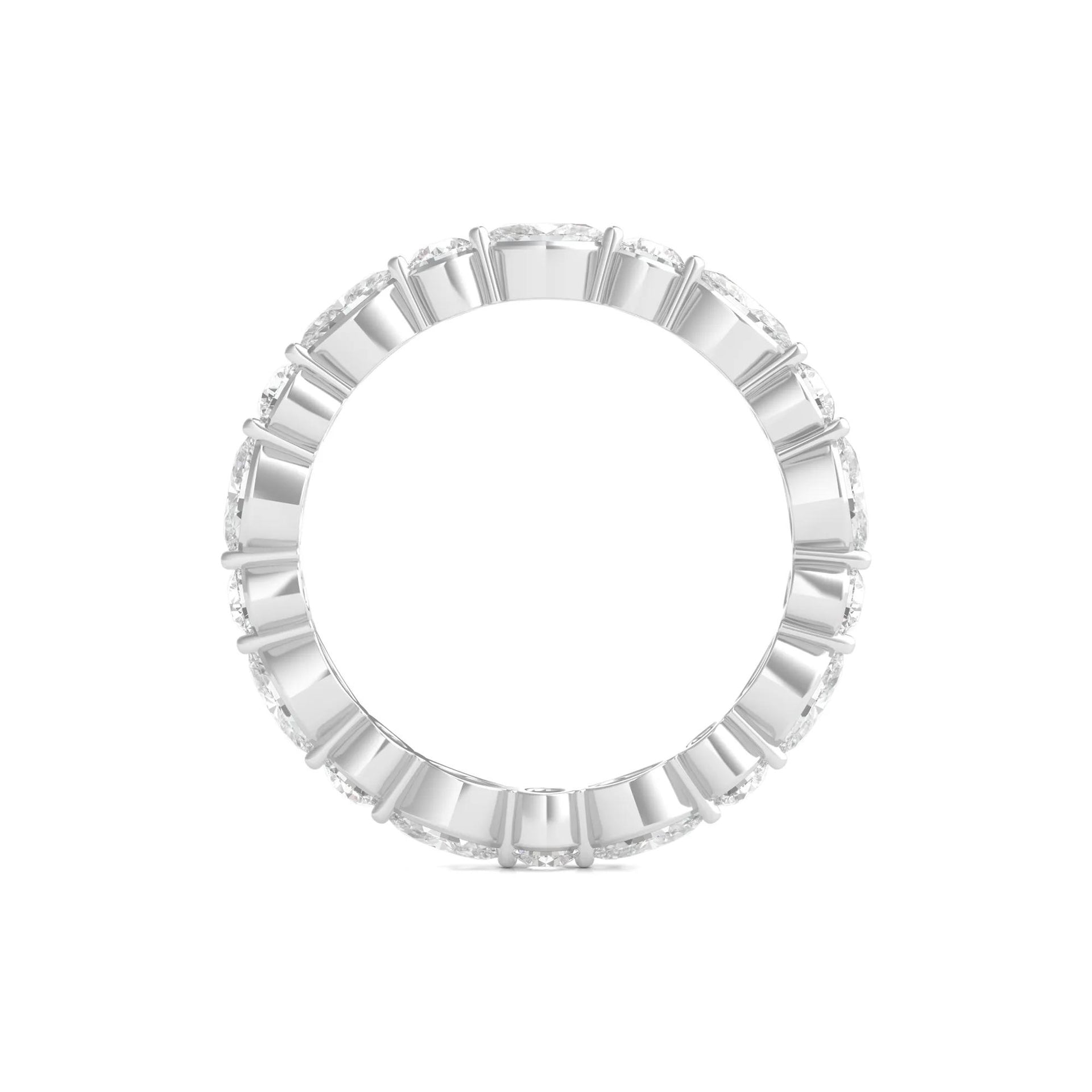 1/2 CT. Tw. Round and Marquise-Cut Lab Grown Diamond Eternity Band Ring 14K White Gold Size 6.5 2mm