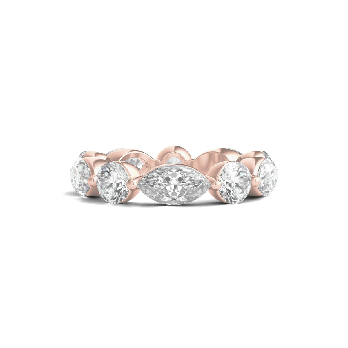 5 CT. Tw. Marquise and Round-Cut Lab Grown Diamond Eternity Band Ring 14K Rose Gold Size 7.5 2mm