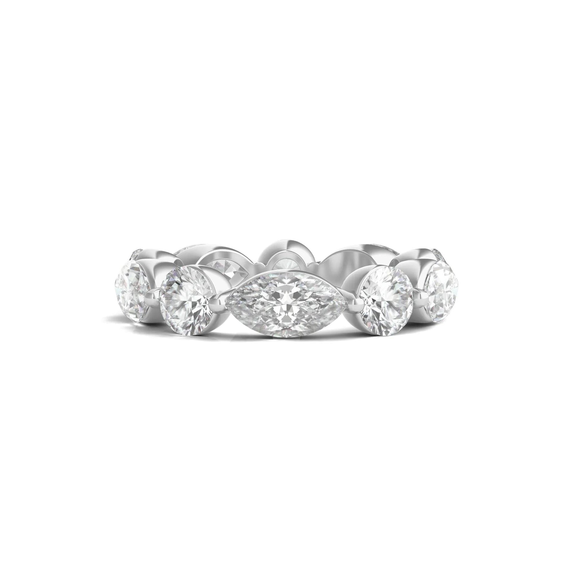 5 CT. Tw. Marquise and Round-Cut Lab Grown Diamond Eternity Band Ring Platinum White Size 8.5 2mm