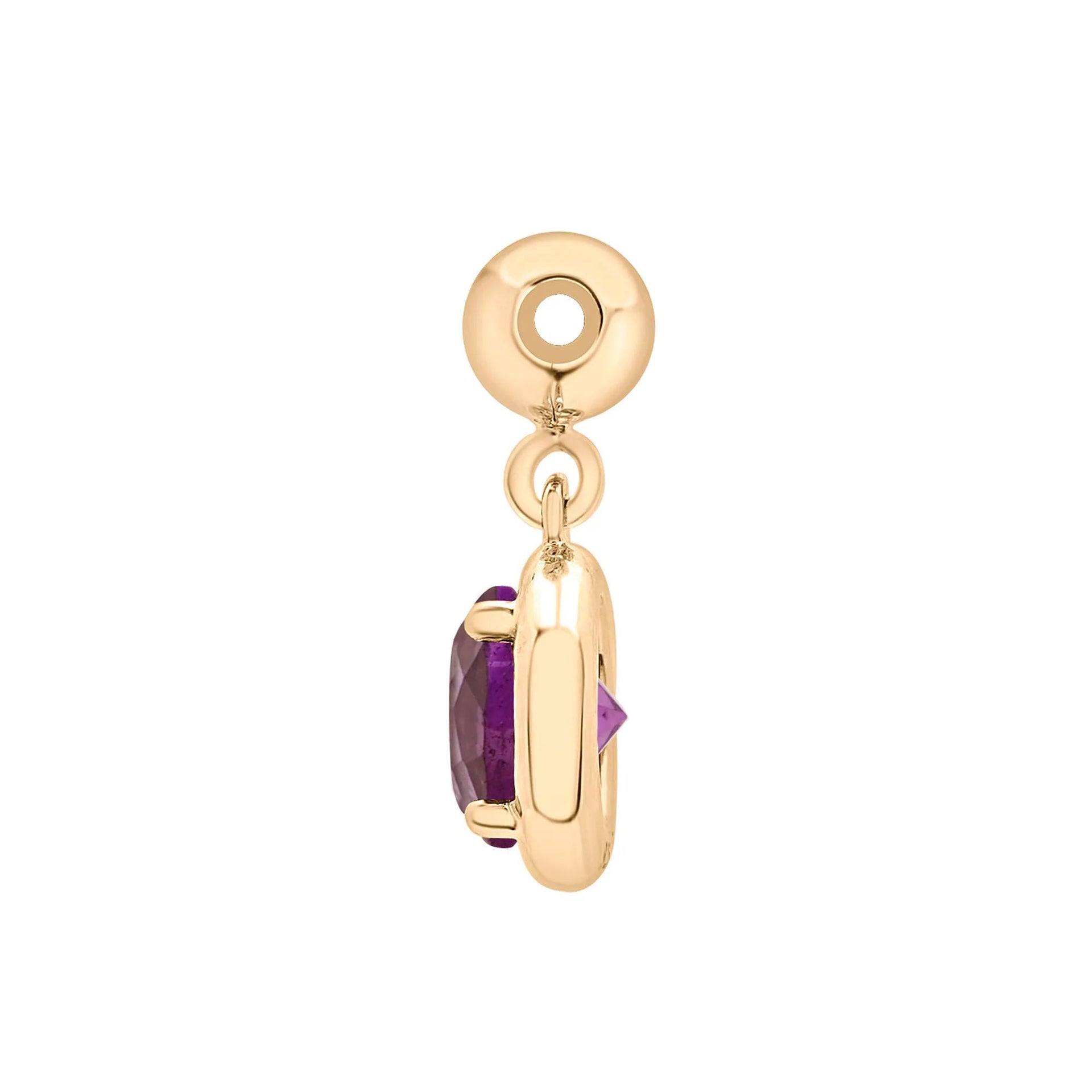 Amethyst Birthstone Bead Charm Vermeil Yellow Size 12.00mm
