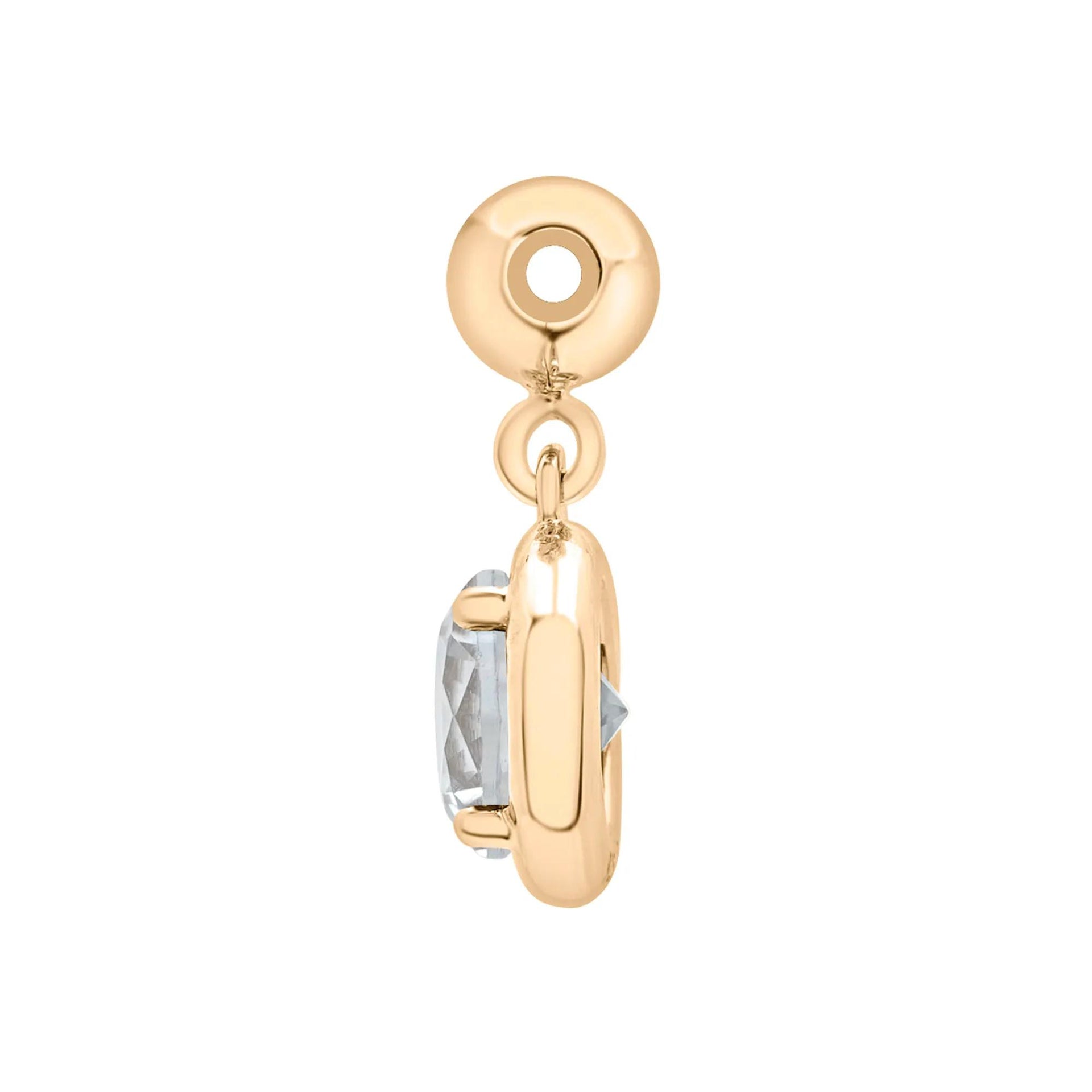 Lab-Created Aquamarine Birthstone Bead Charm Vermeil Yellow Size 12.00mm