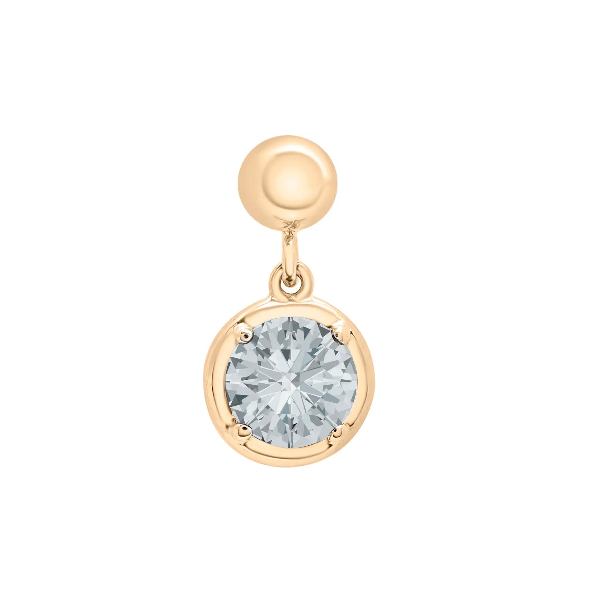 Lab-Created Aquamarine Birthstone Bead Charm Vermeil Yellow Size 12.00mm