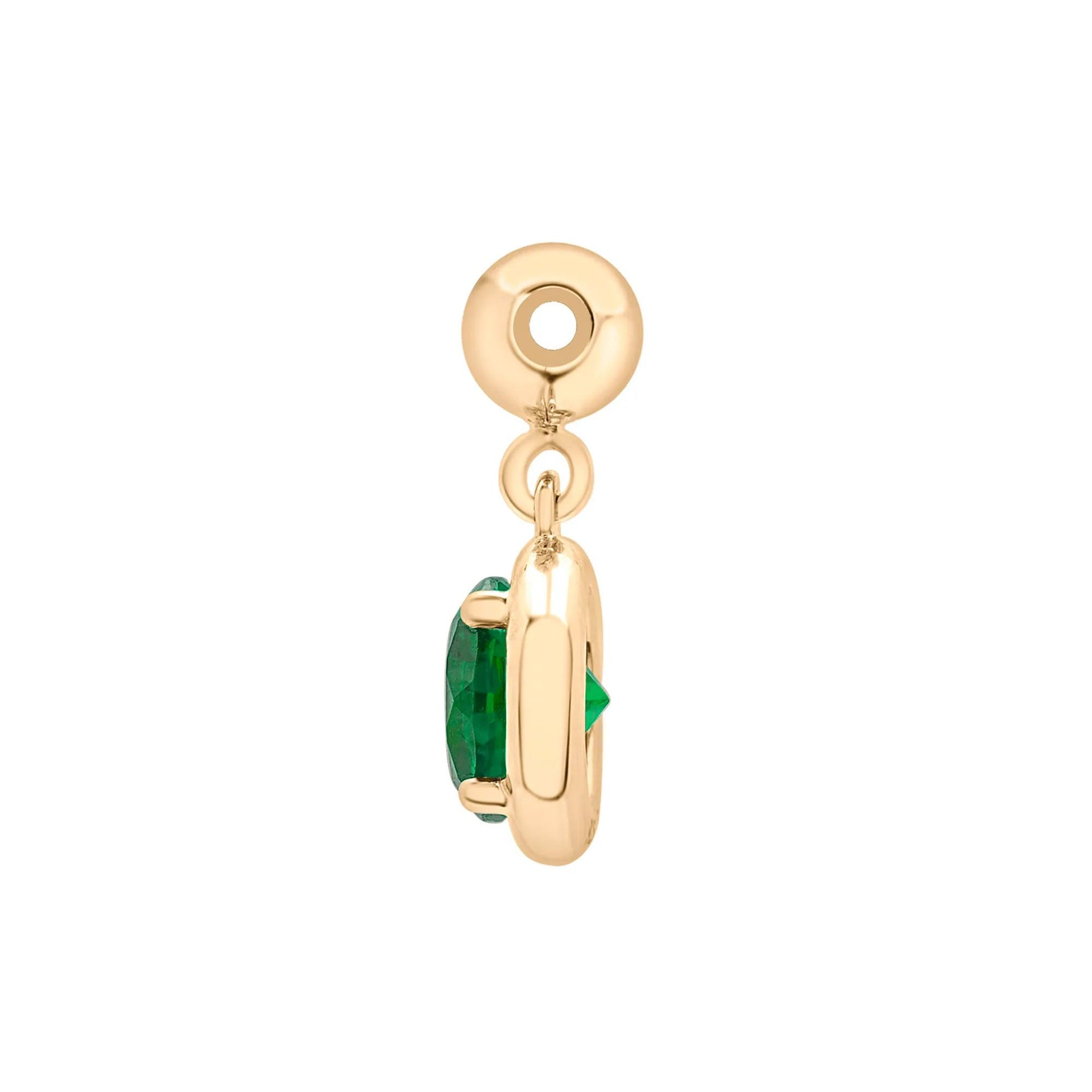 Lab-Created Emerald Birthstone Bead Charm Vermeil Yellow Size 12.00mm
