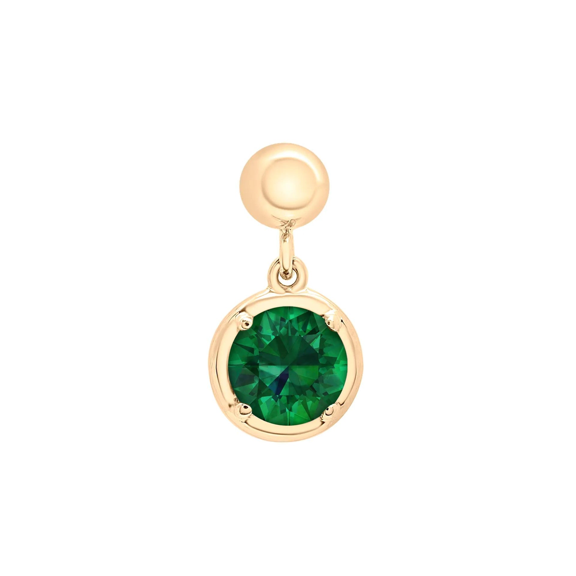 Lab-Created Emerald Birthstone Bead Charm Vermeil Yellow Size 12.00mm