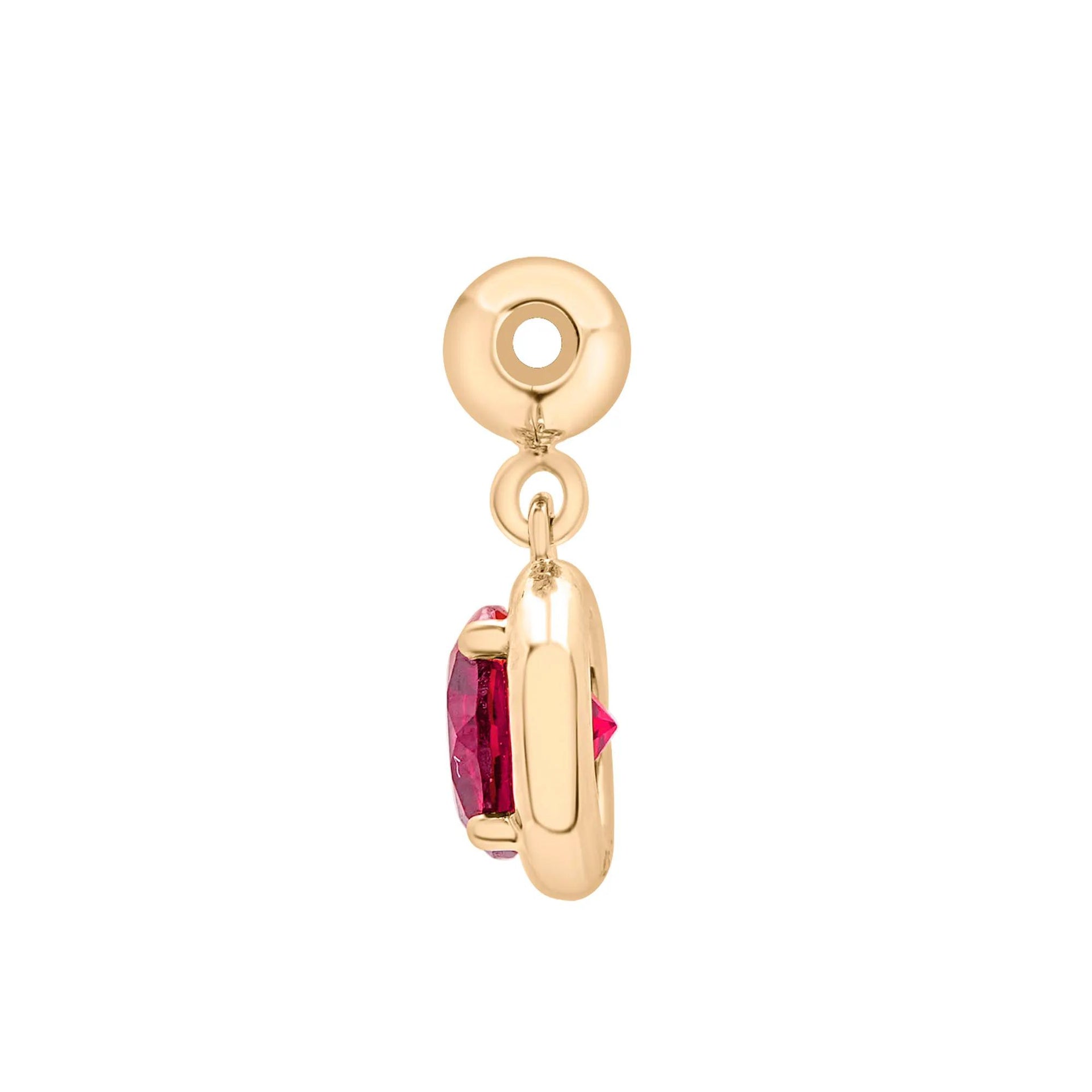 Lab-Created Ruby Birthstone Bead Charm Vermeil Yellow Size 12.00mm