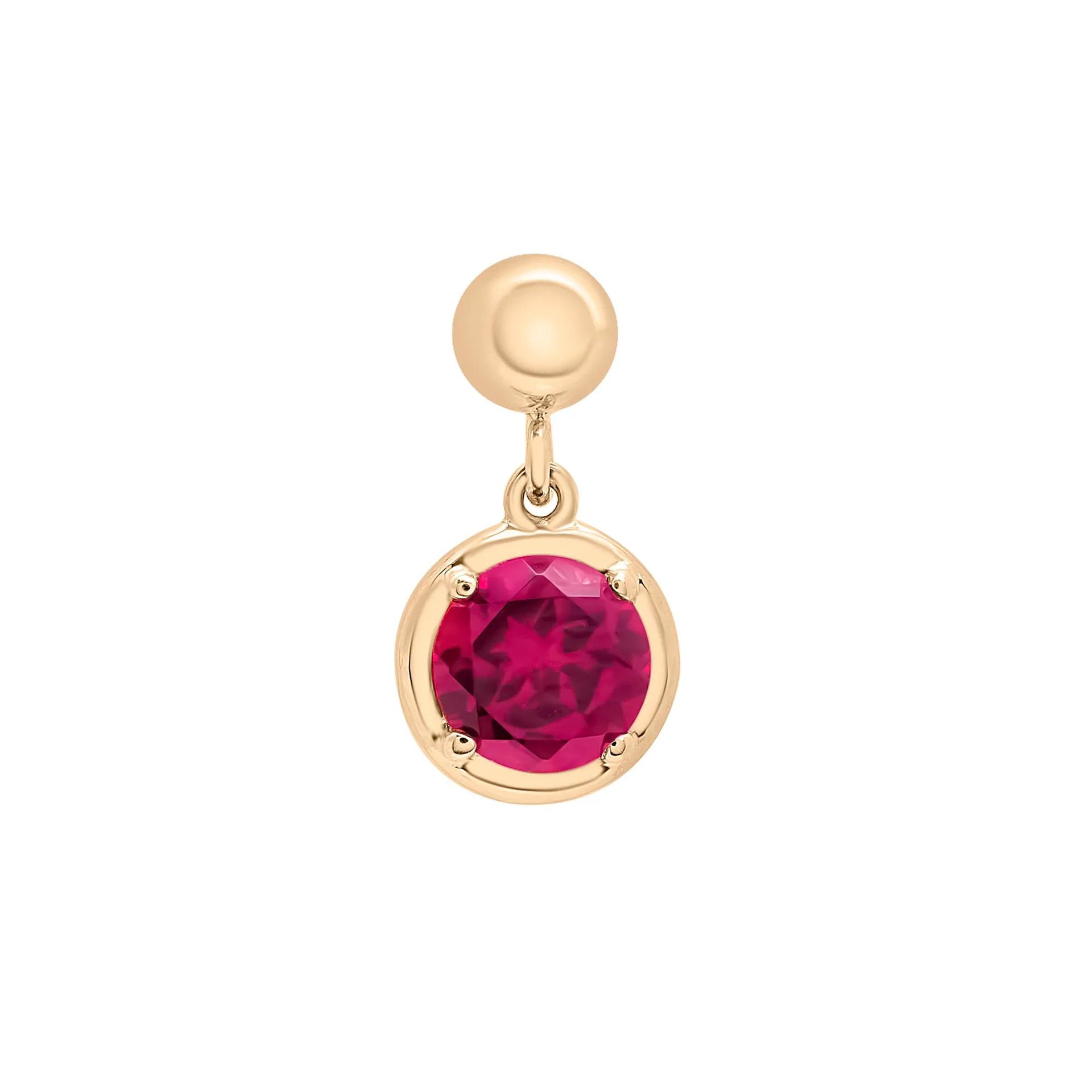 Lab-Created Ruby Birthstone Bead Charm Vermeil Yellow Size 12.00mm