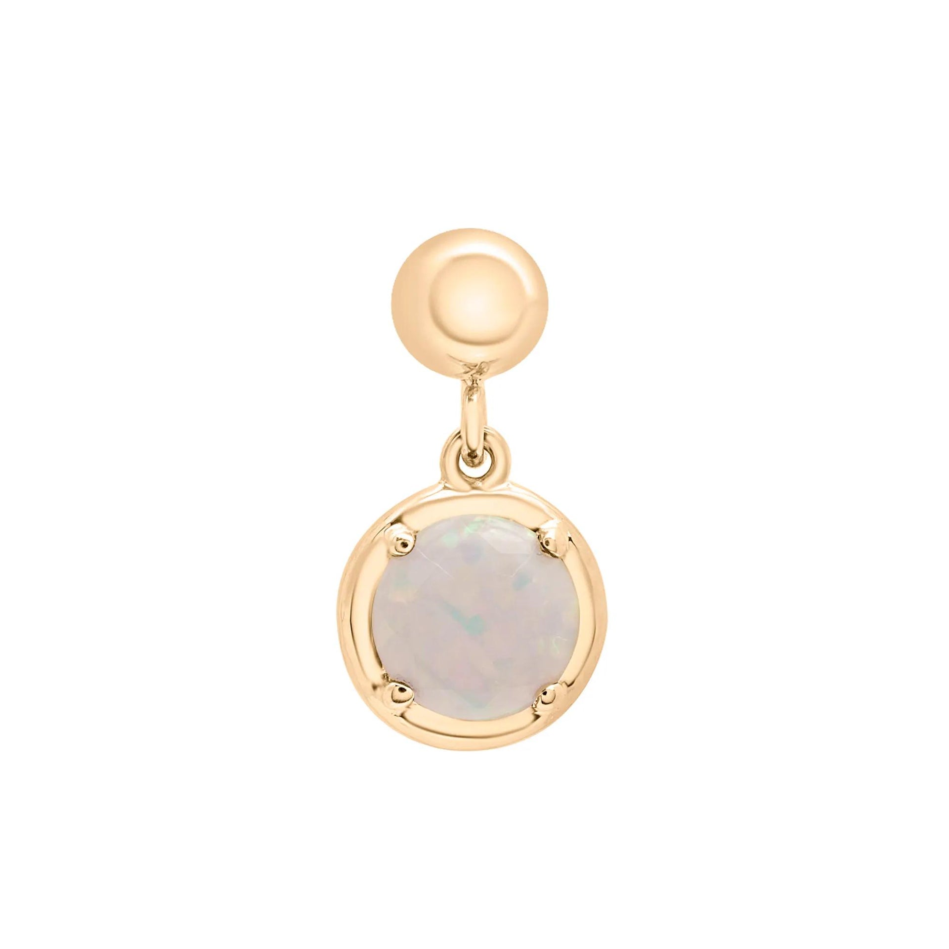 Lab-Created Opal Birthstone Bead Charm Vermeil Yellow Size 12.00mm