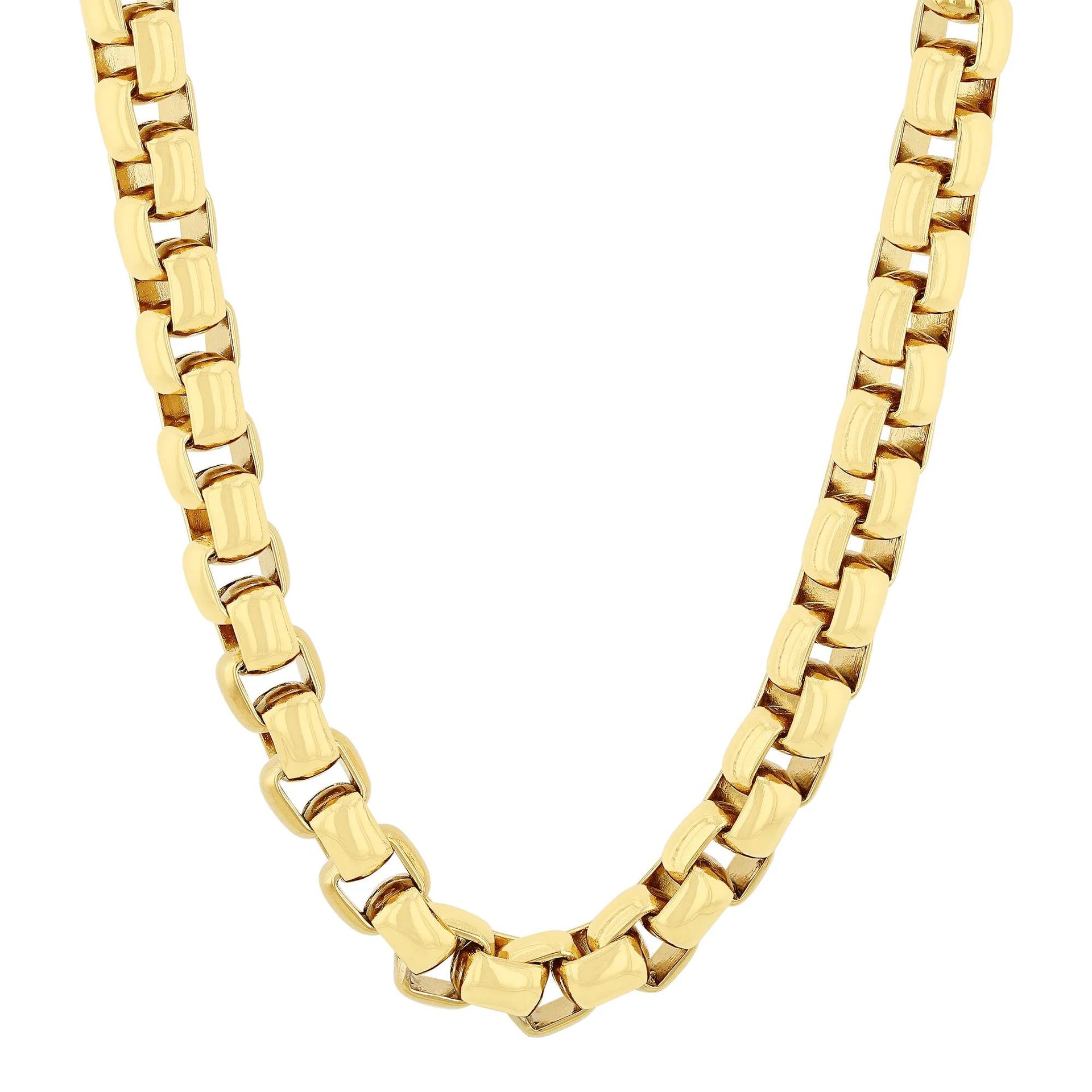 Round Box Link Chain Yellow Ion-Plated Stainless Steel Necklace Size 24"