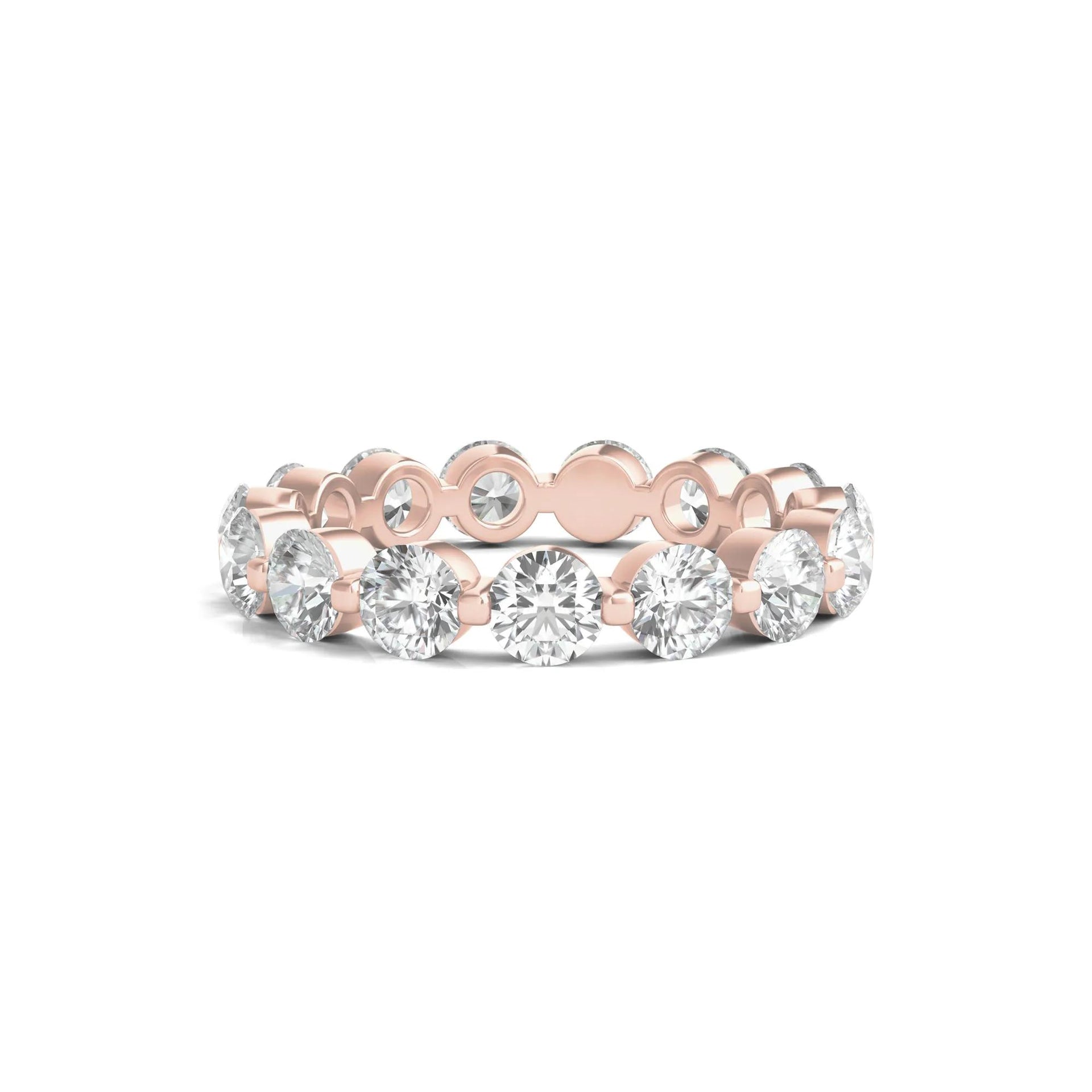 3 CT. Tw. Round Brilliant-Cut Lab Grown Diamond Eternity Band Ring 14K Rose Gold Size 9