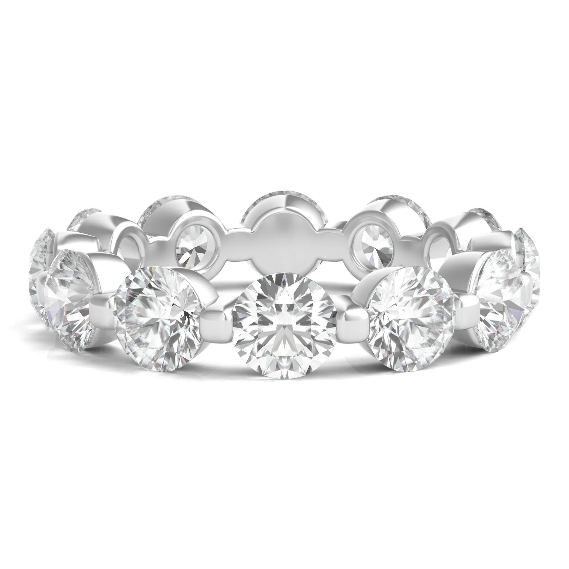 5 CT. Tw. Round Brilliant-Cut Lab Grown Diamond Eternity Band Ring 14K White Gold Size 6