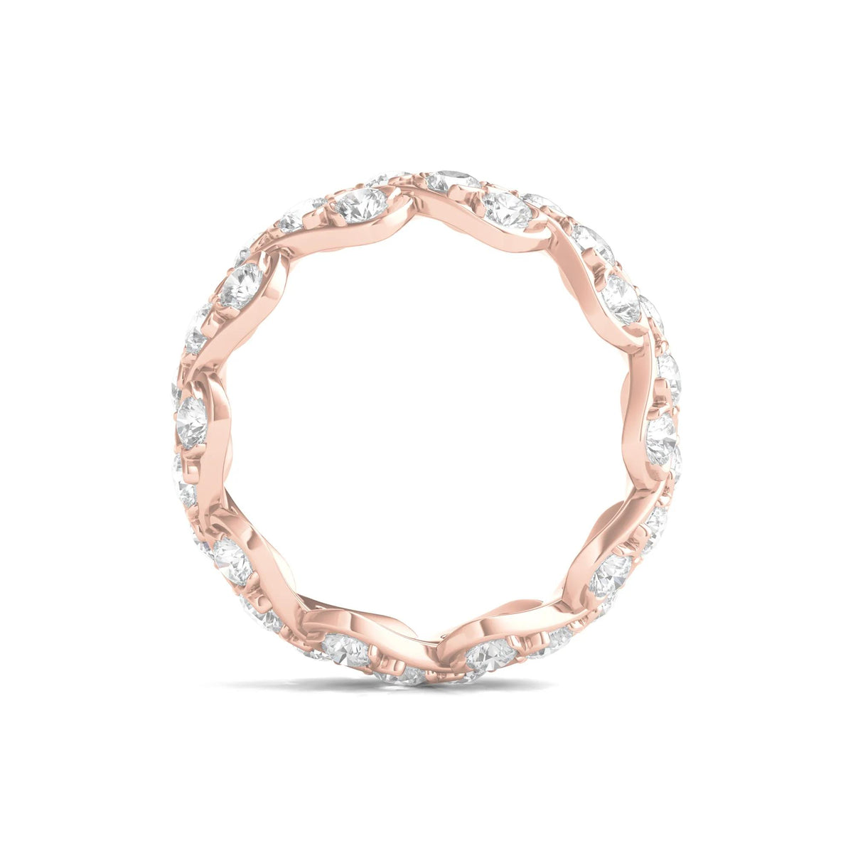 3 CT. Tw. Round-Cut Lab Grown Diamond Twist Eternity Band Ring 14K Rose Gold Size 5