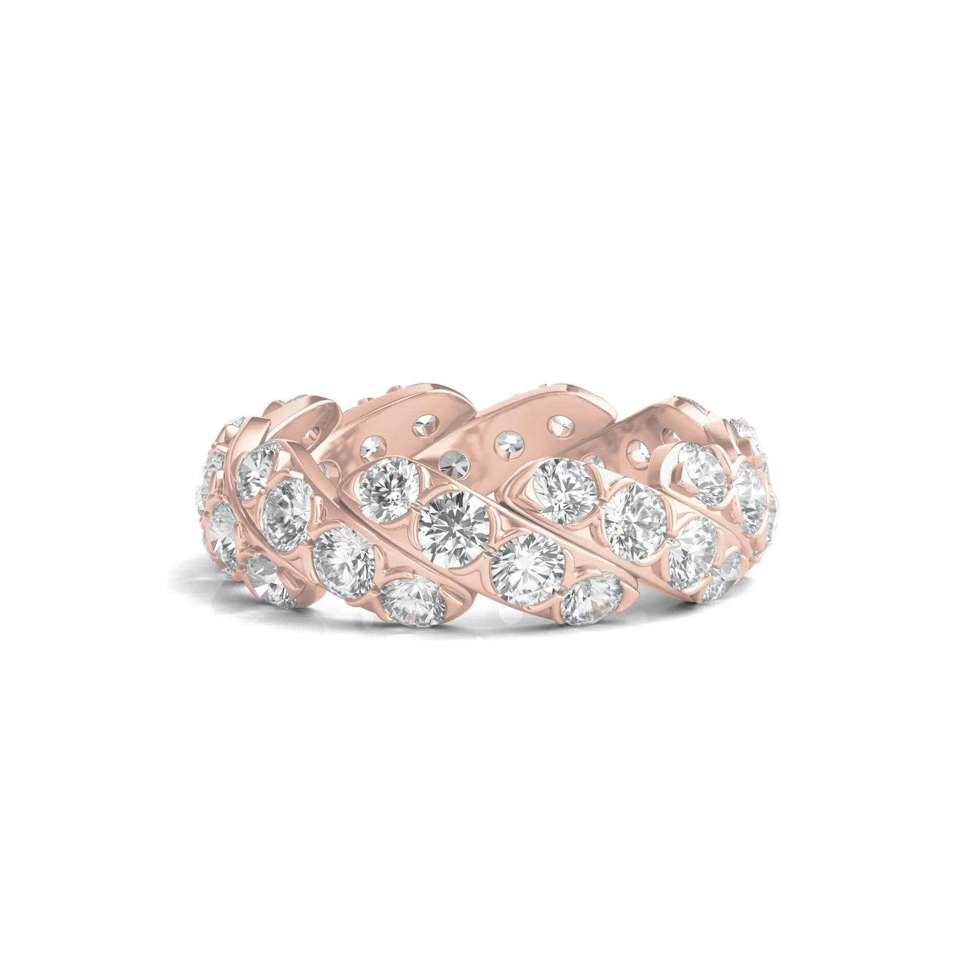 3 CT. Tw. Round-Cut Lab Grown Diamond Twist Eternity Band Ring 14K Rose Gold Size 5