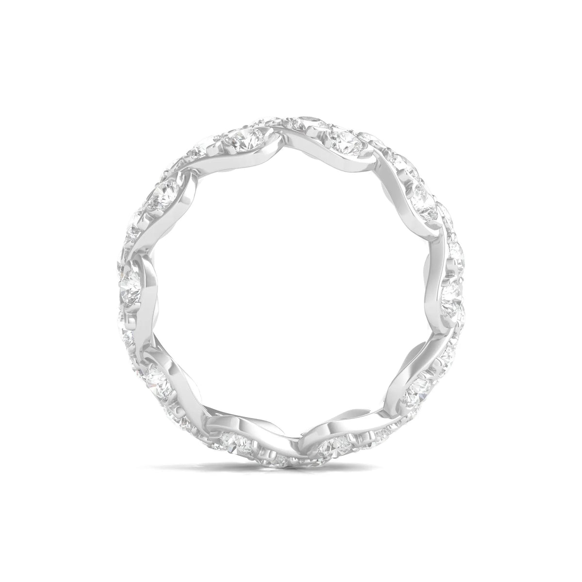 3 CT. Tw. Round-Cut Lab Grown Diamond Twist Eternity Band Ring 14K White Gold Size 5