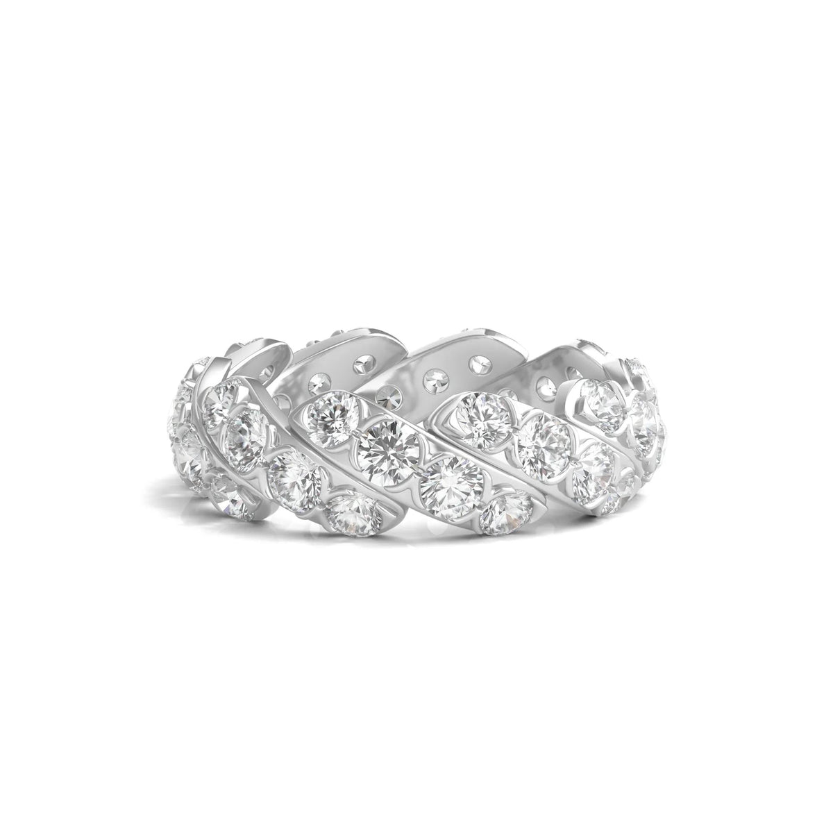 3 CT. Tw. Round-Cut Lab Grown Diamond Twist Eternity Band Ring 14K White Gold Size 5