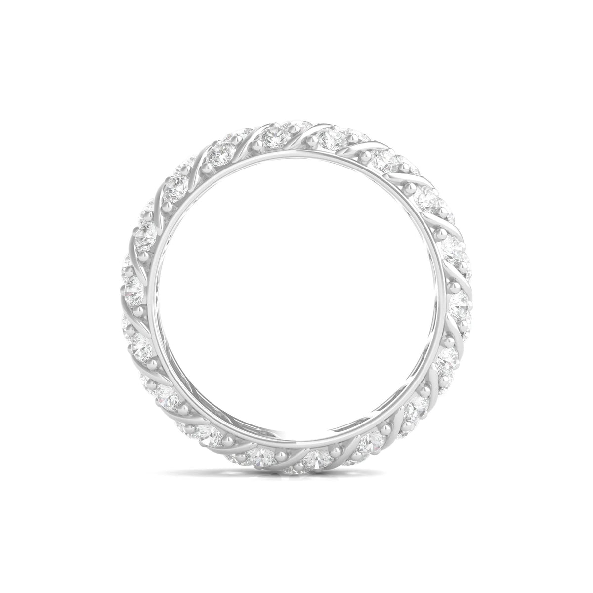 2 1/2 CT. Tw. Round-Cut Rolling Pave Lab Grown Diamond Eternity Band Ring 14K White Gold Size 8