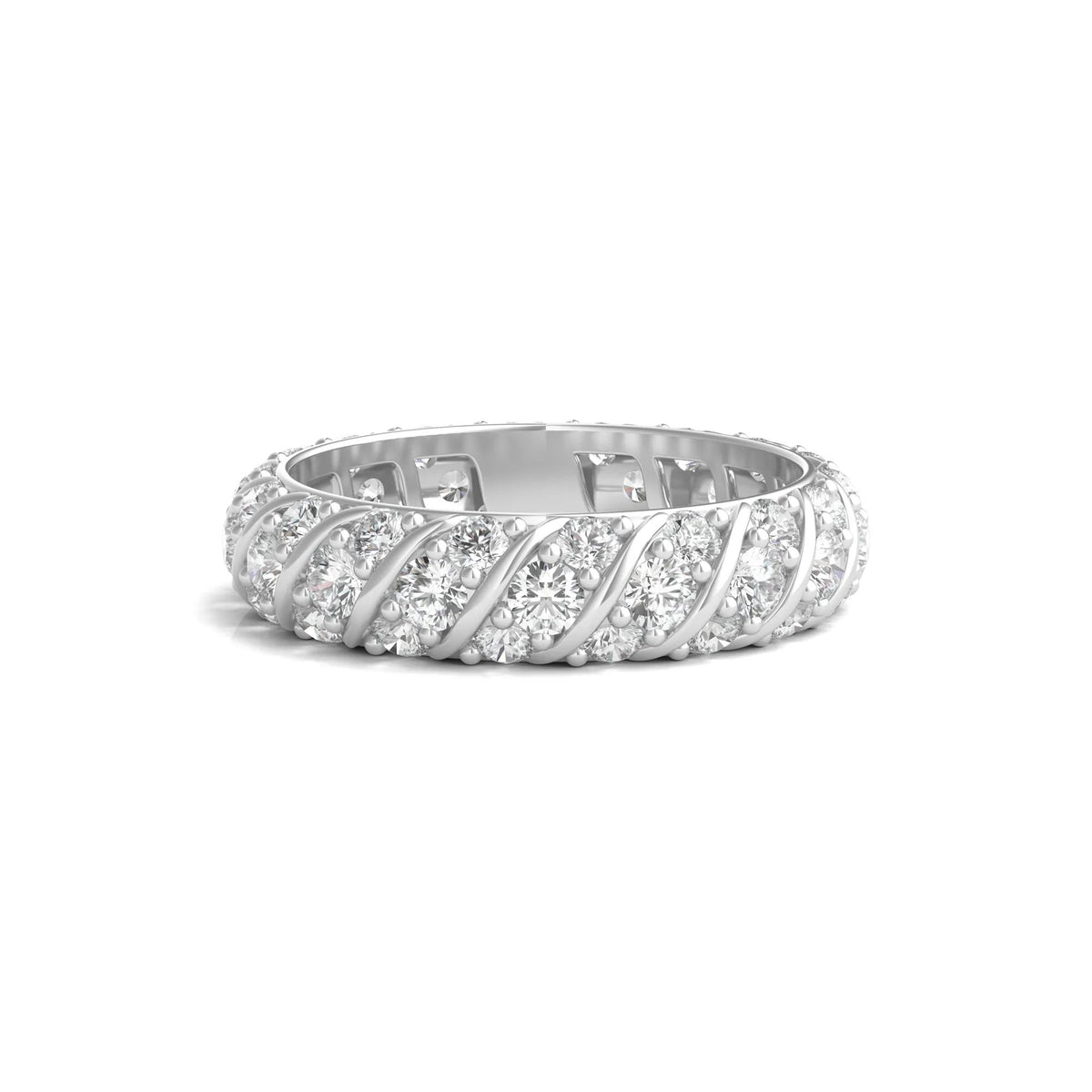 2 1/2 CT. Tw. Round-Cut Rolling Pave Lab Grown Diamond Eternity Band Ring 14K White Gold Size 8