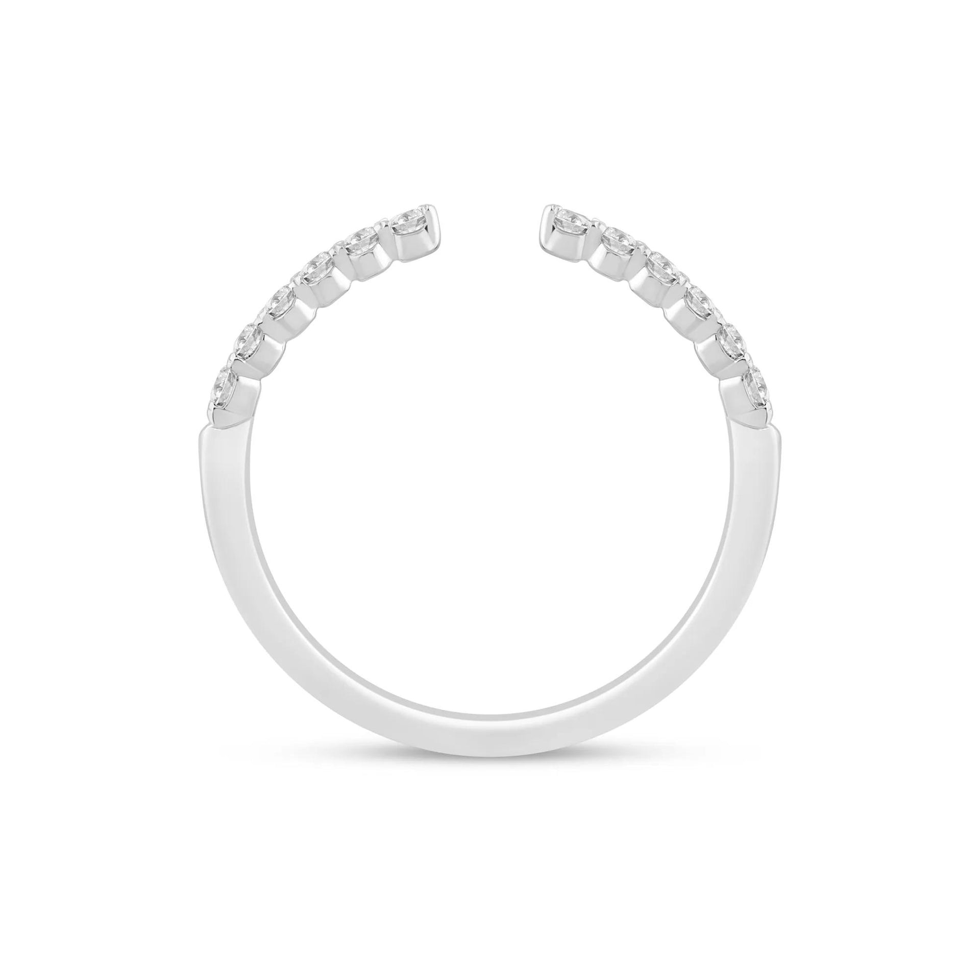 1/4 CT. Tw. Round Diamond Open Band Ring 14K White Gold Size 6 1mm