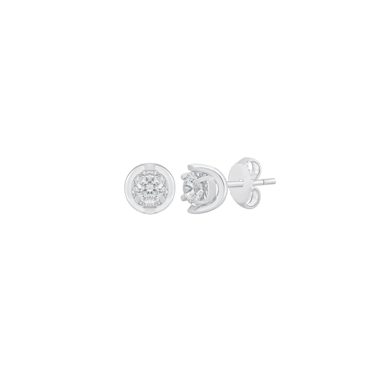 3/8 CT. Tw. Round Diamond Stud Earrings with U-Settings 10K White Gold Size 5.50mm