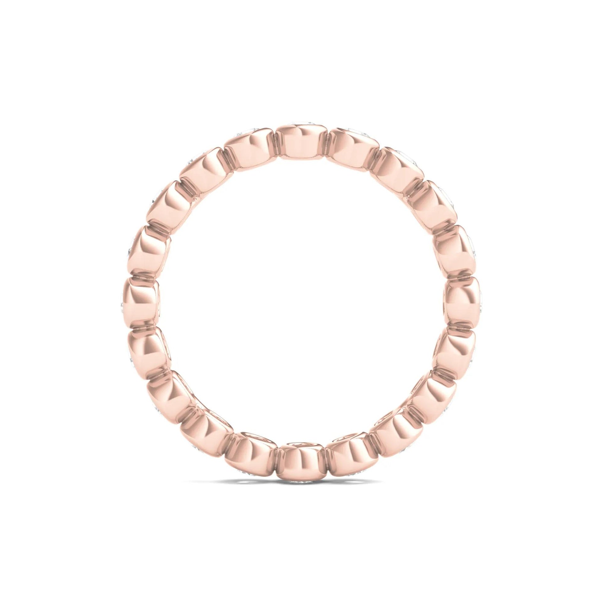 1 CT. Tw. Round Lab Grown Diamond Bezel-Set Eternity Band Ring 14K Rose Gold Size 5