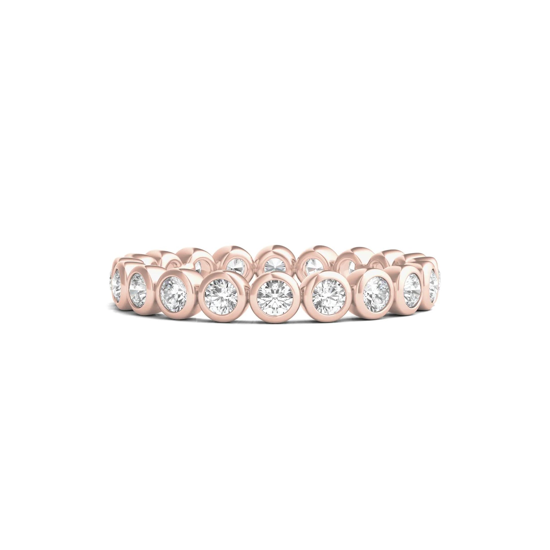 1 CT. Tw. Round Lab Grown Diamond Bezel-Set Eternity Band Ring 14K Rose Gold Size 5