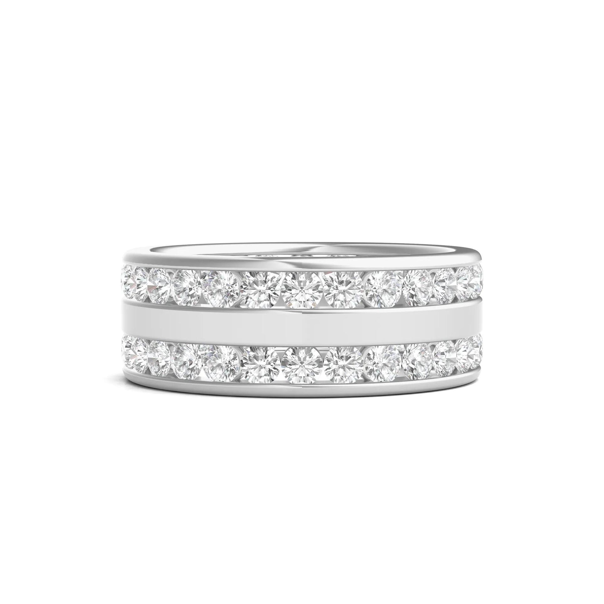 Round Lab Grown Diamond Double-Row Eternity Band Ring Platinum (3 5/8ct. Tw.) White Size 11.5