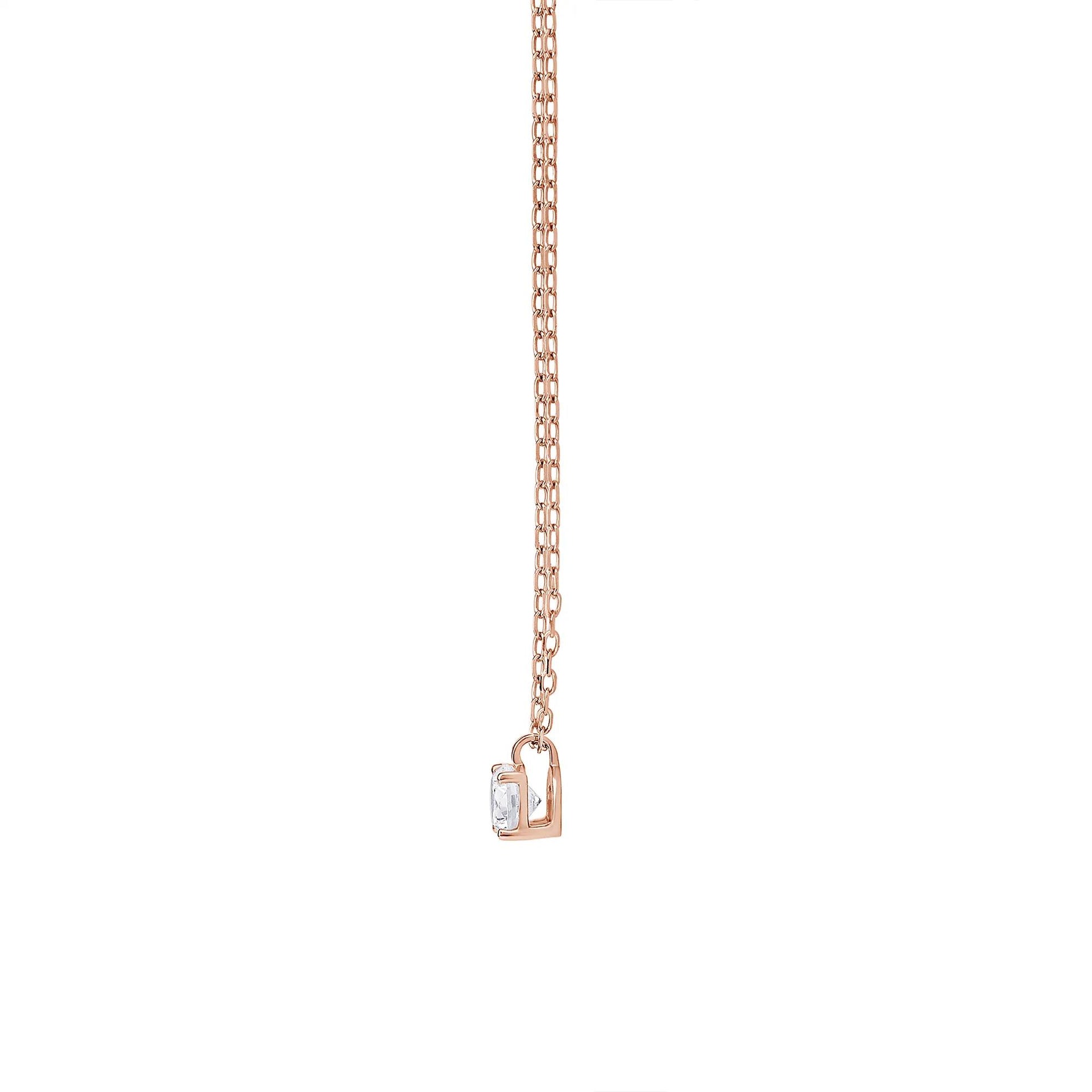 3/8 CT. Tw. Round Lab Grown Diamond Solitaire Pendant Necklace 10K Rose Gold Size 18"