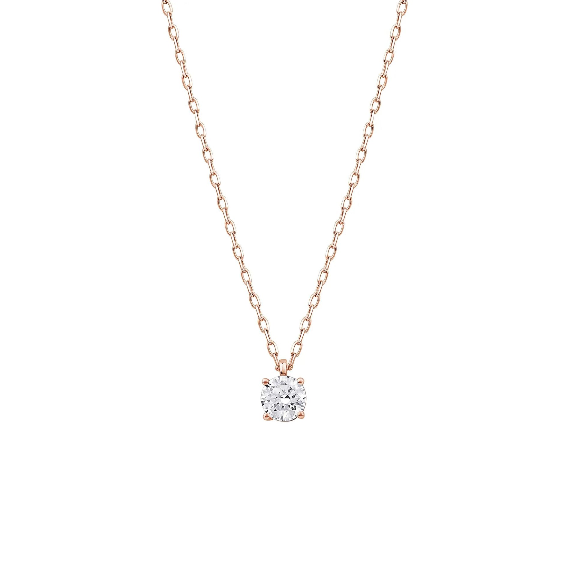 3/8 CT. Tw. Round Lab Grown Diamond Solitaire Pendant Necklace 10K Rose Gold Size 18"