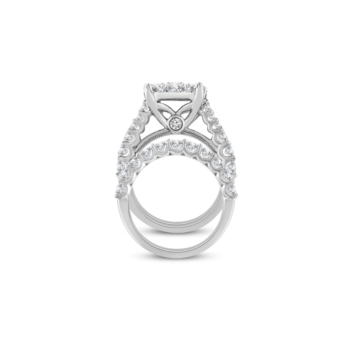 5 CT. Tw. Round Lab Grown Multi-Diamond Engagement Ring Set 10K White Gold Round Brilliant Cut Size 9 3mm