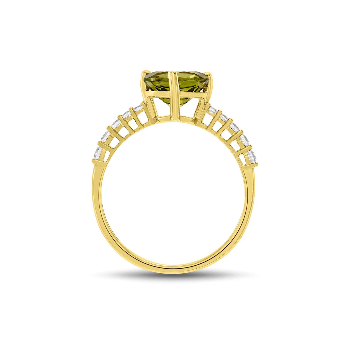 1/7 CT. Tw. Round Peridot & Diamond Ring 10K Yellow Gold Size 6.5 1mm