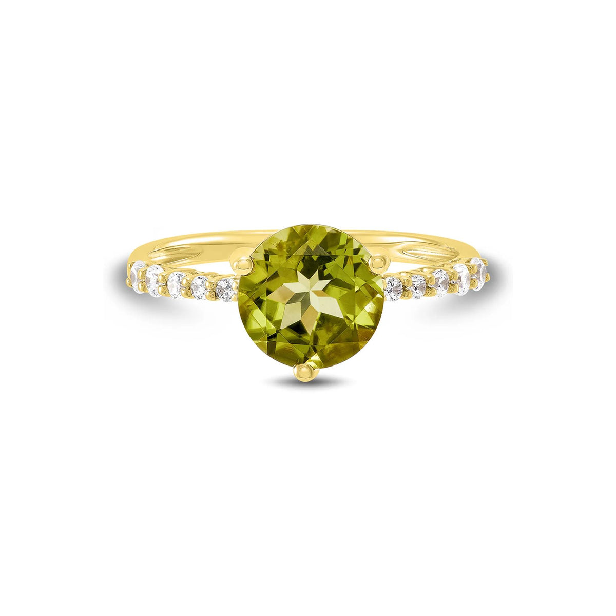 1/7 CT. Tw. Round Peridot & Diamond Ring 10K Yellow Gold Size 6.5 1mm
