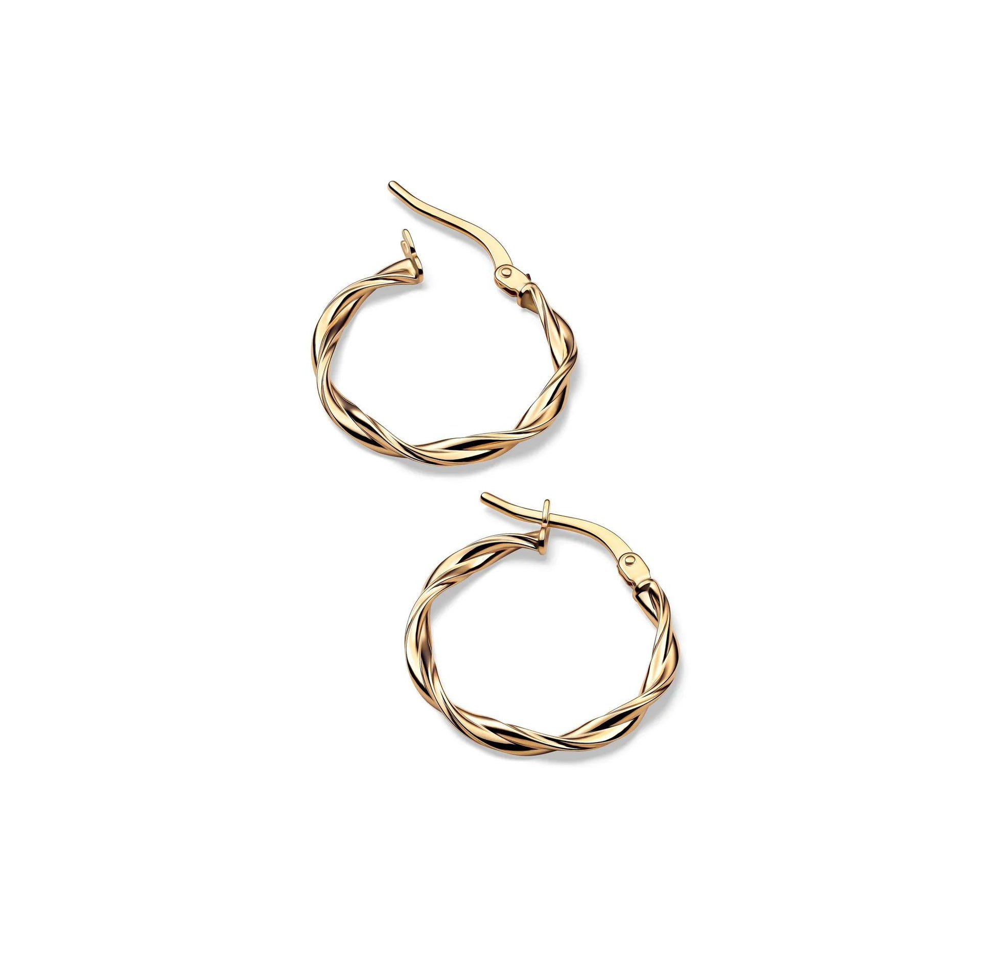 Twist Hoop Earrings 14K Yellow Gold Size 19.00mm