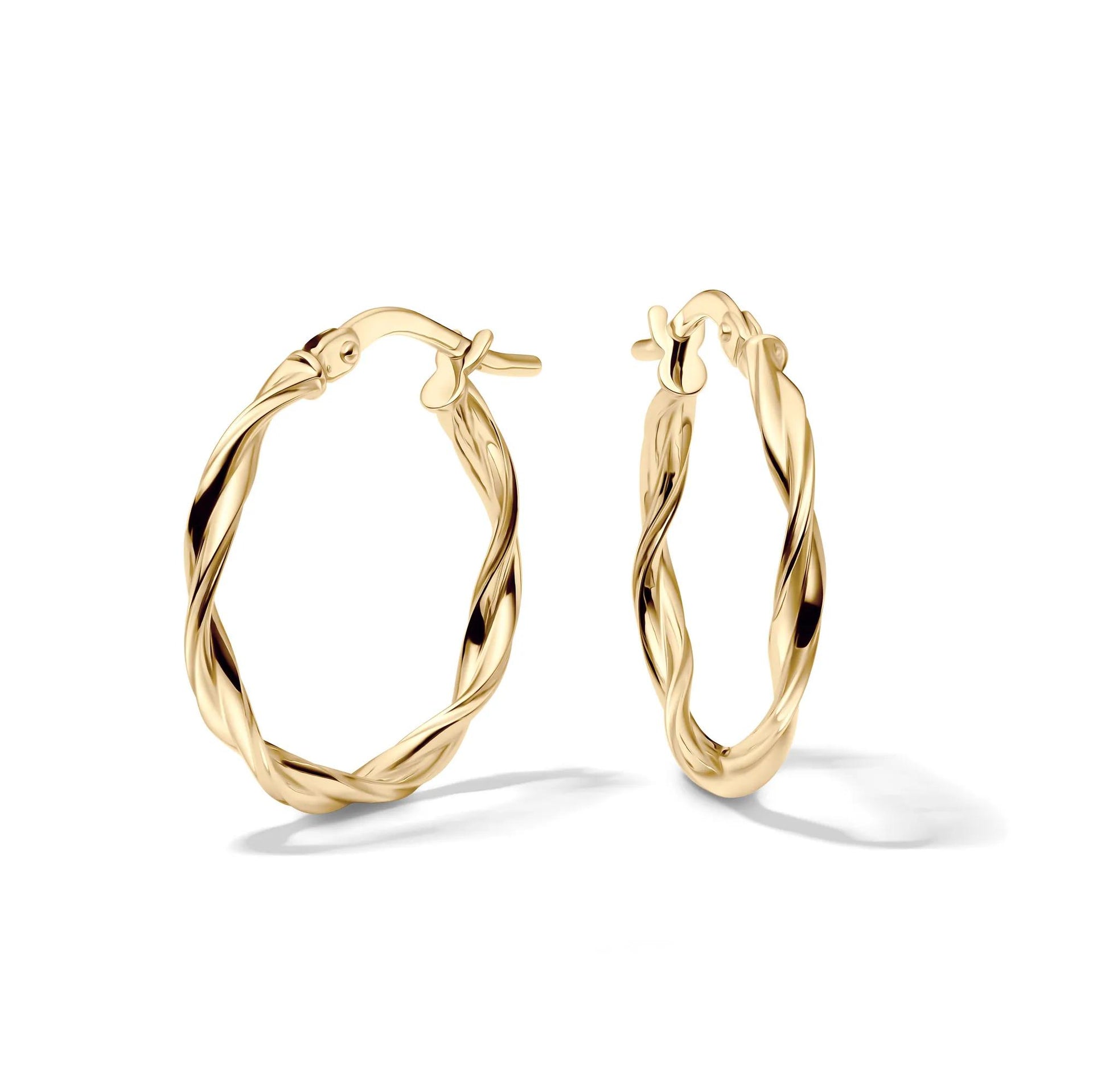 Twist Hoop Earrings 14K Yellow Gold Size 19.00mm
